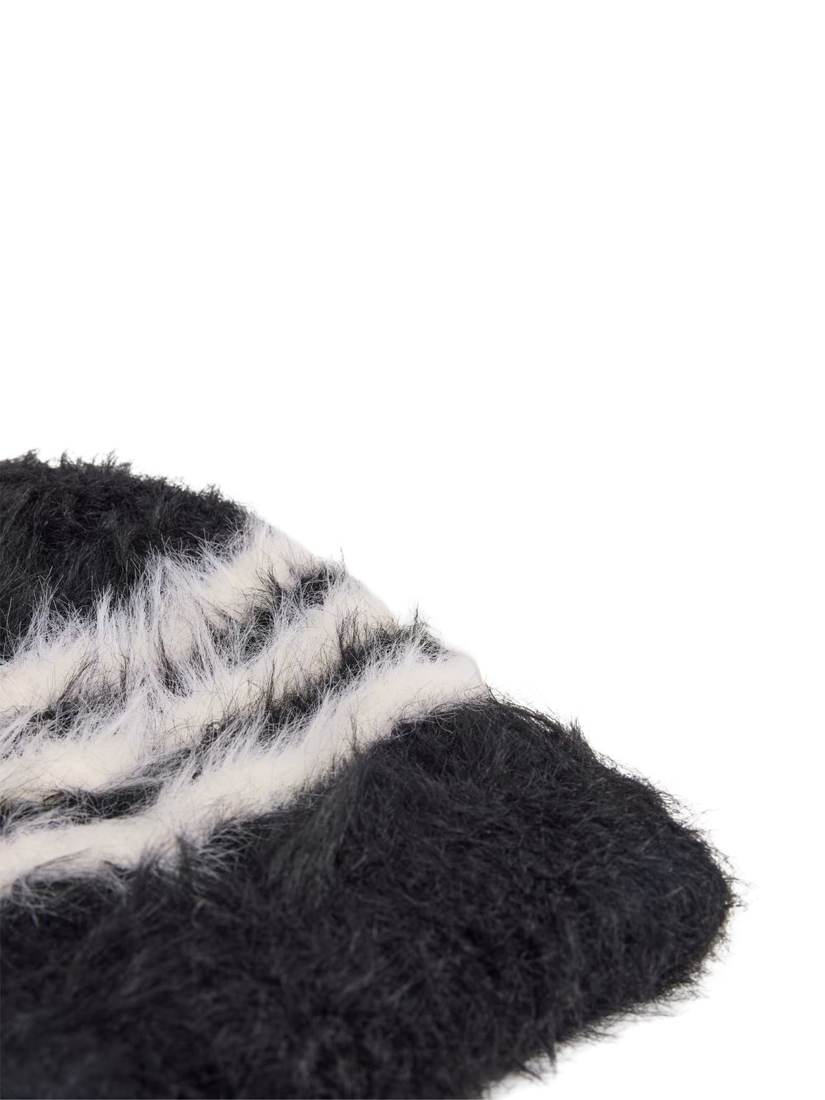 Y-3 3-Stripes Beanie in Black/Core White folded brim detail