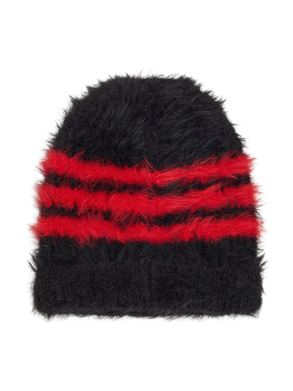 Y-3 3-Stripes Beanie in Black / Scarlet back view