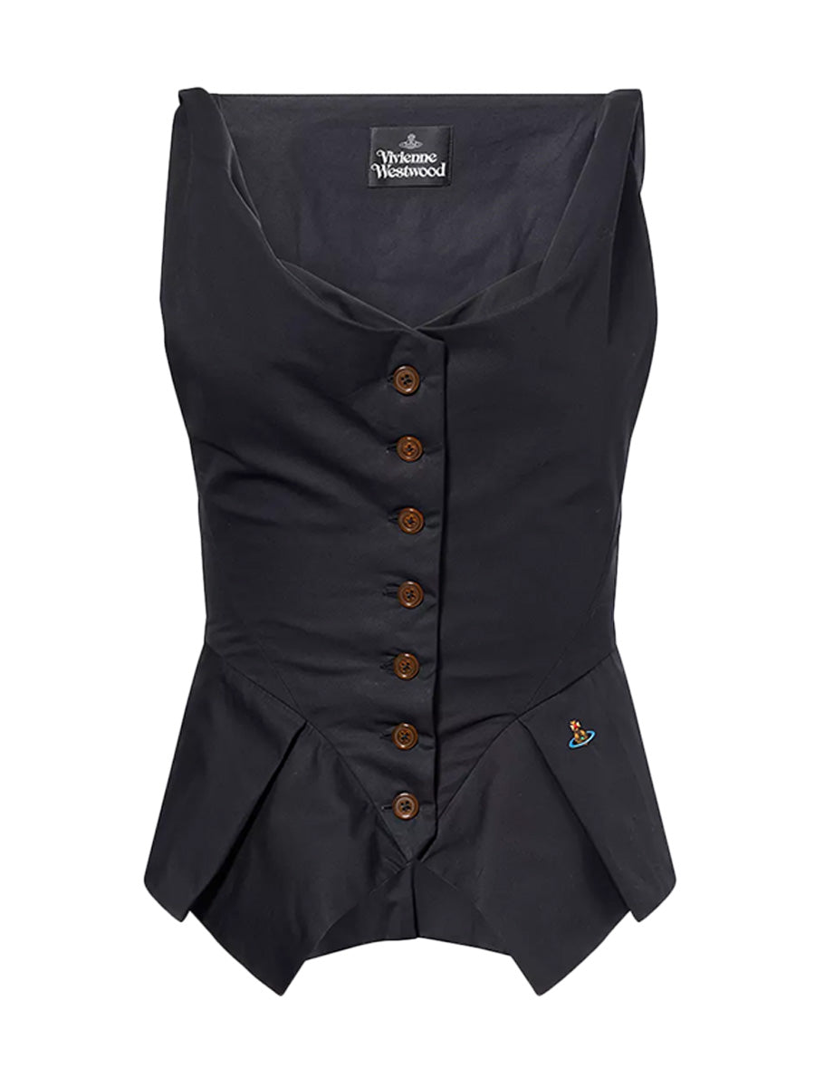 Front view of Vivienne Westwood AW26 Monday Vest in black