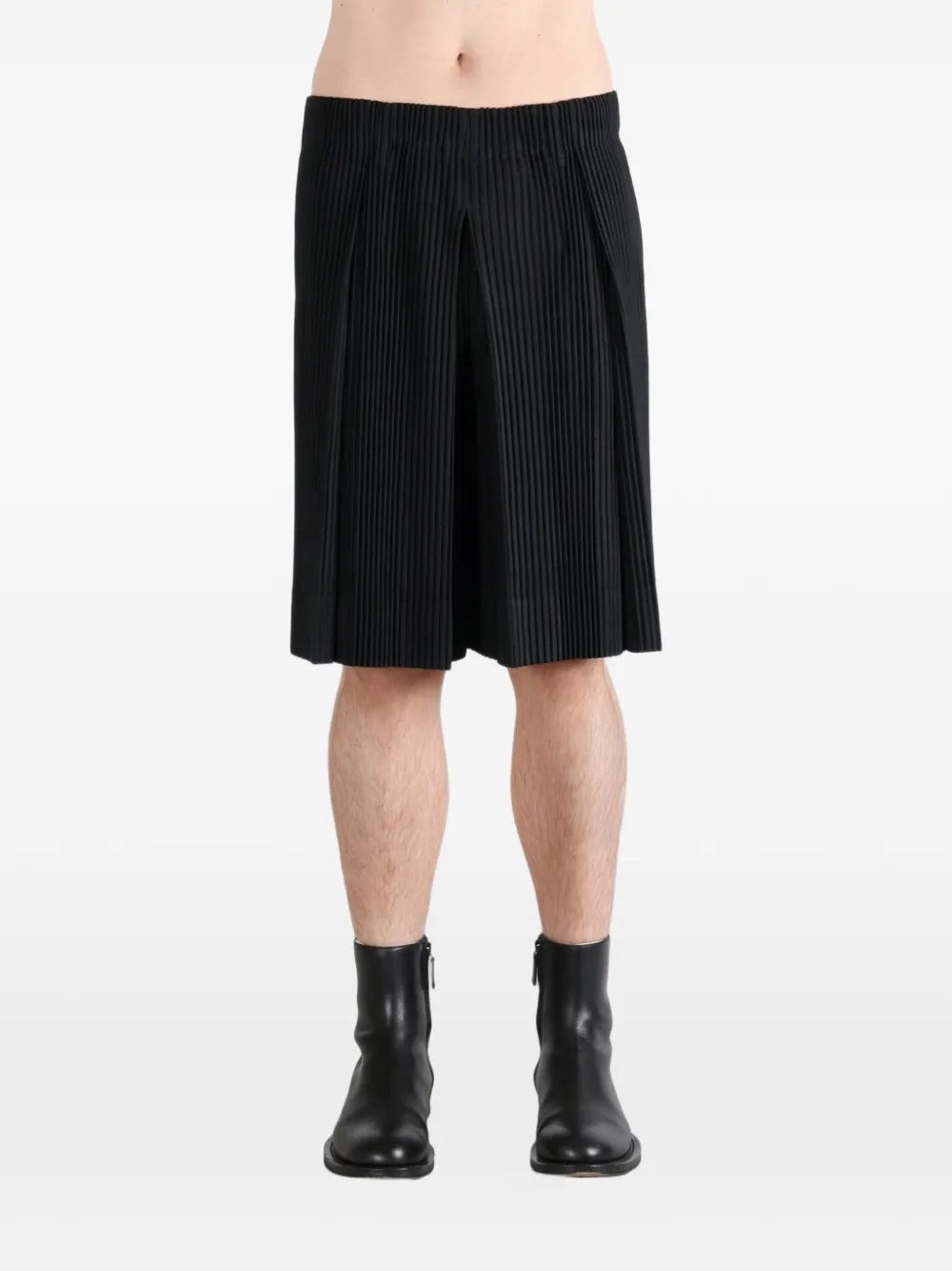 Issey Miyake Tailor Pleats 2 Pants Black - full body view showing wide leg fit and proportions
