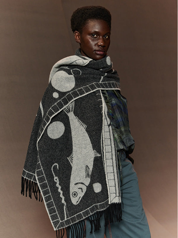 Catch Match Scarf - Catch Match Black-[-Henrik Vibskov-2