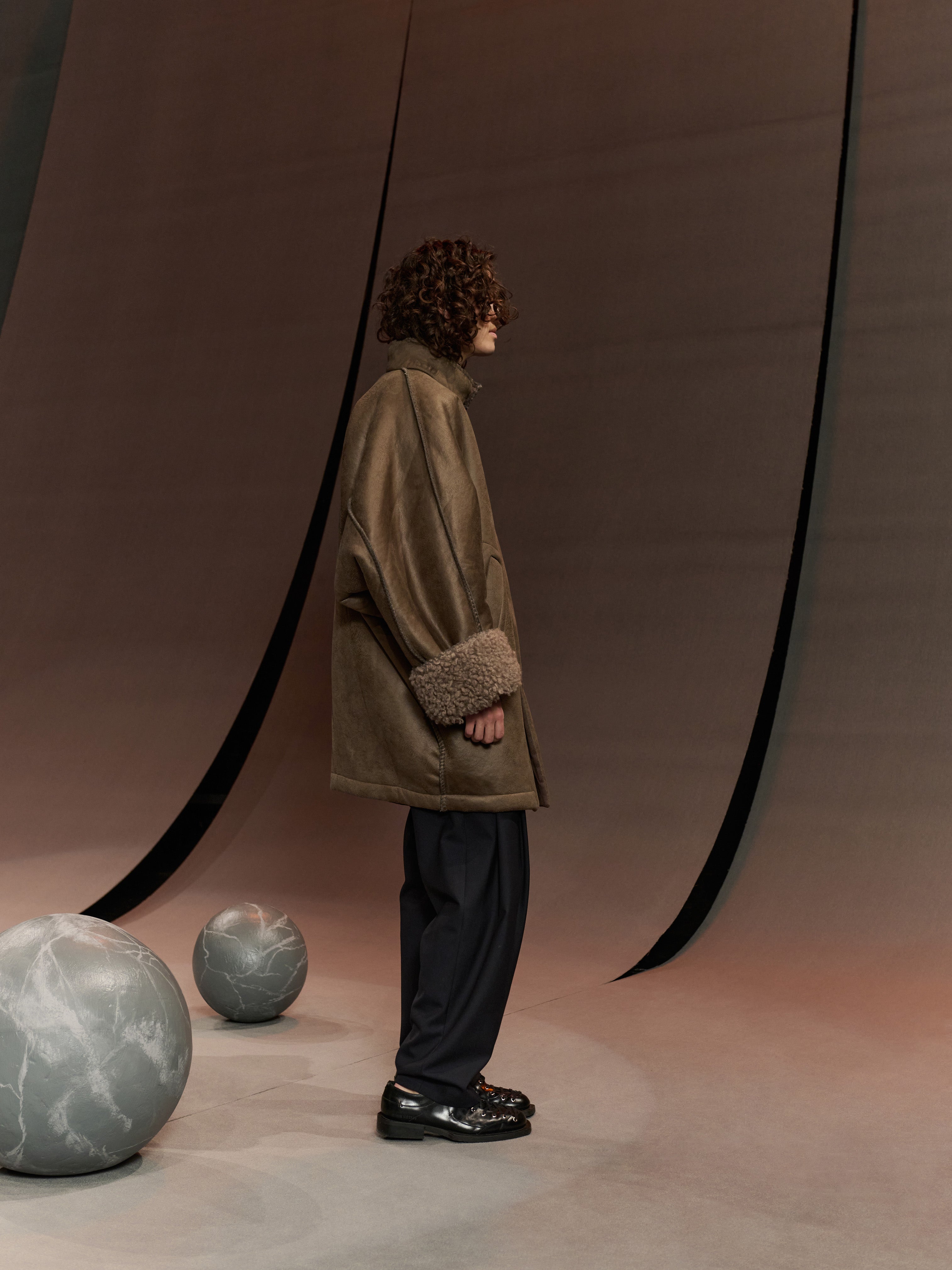 Dart Jacket in Grey Shearling from Henrik Vibskov