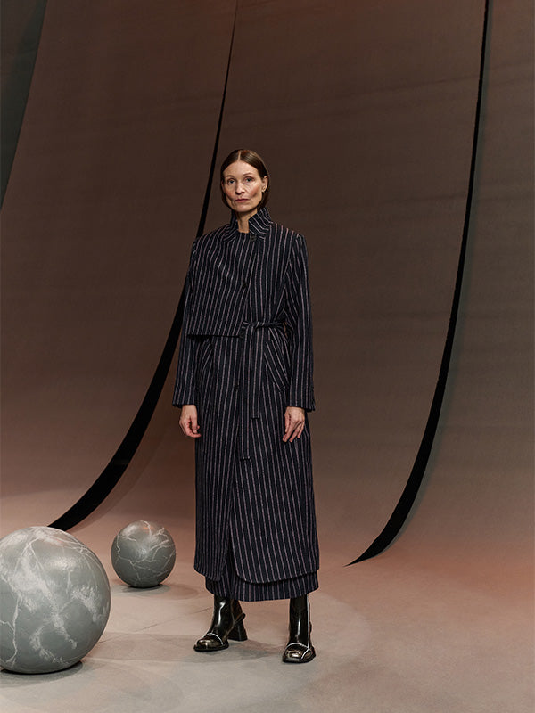 Evening Coat in Pinstripe from Henrik Vibskov