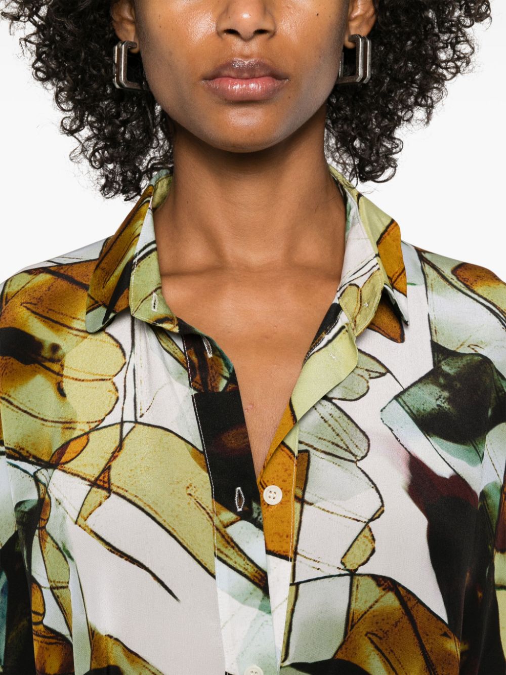 Square Silk Dress in Beige Analogue Gloves from Henrik Vibskov
