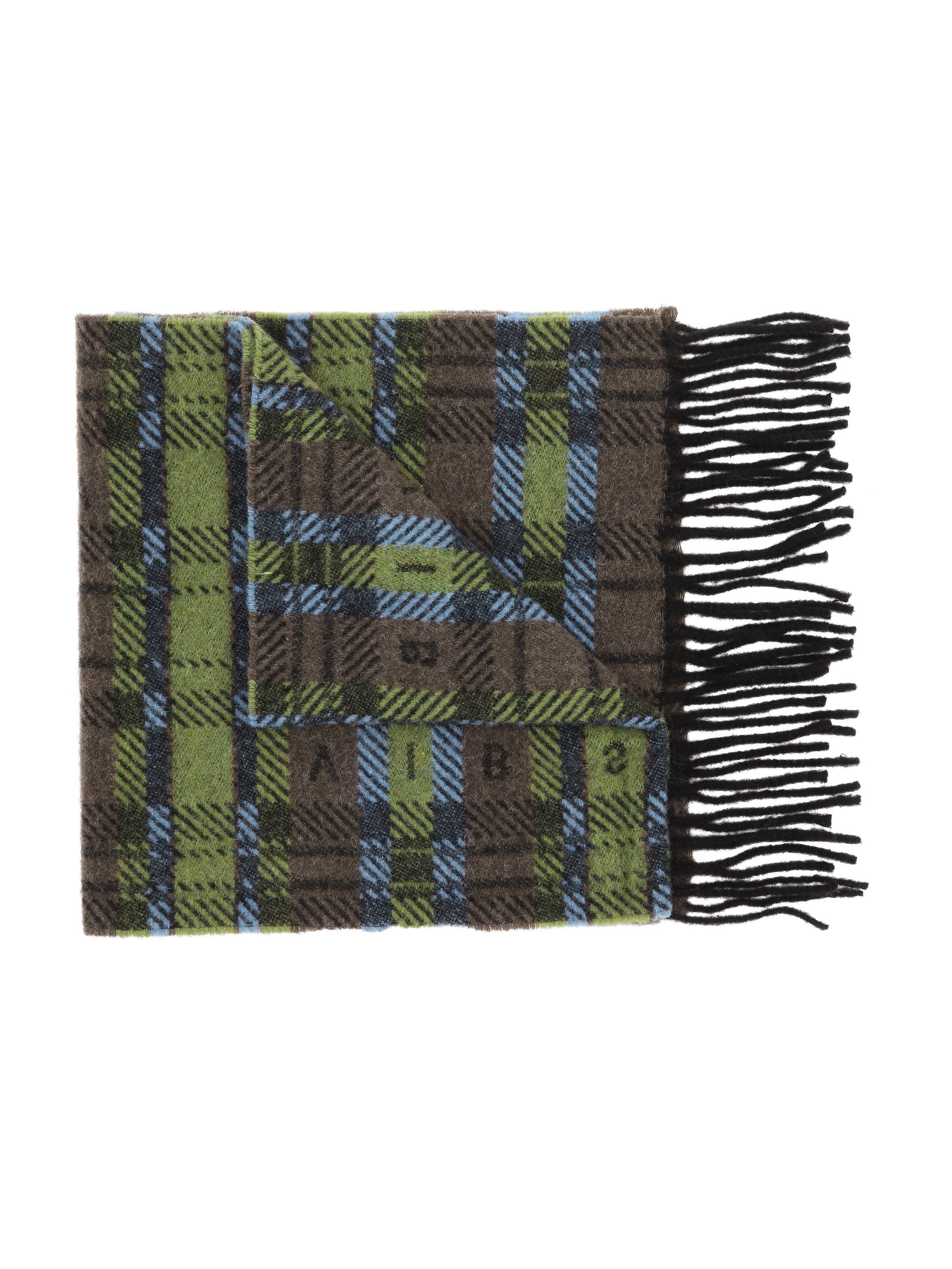 Plaid scarf with fringes from Henrik Vibskov on a white background