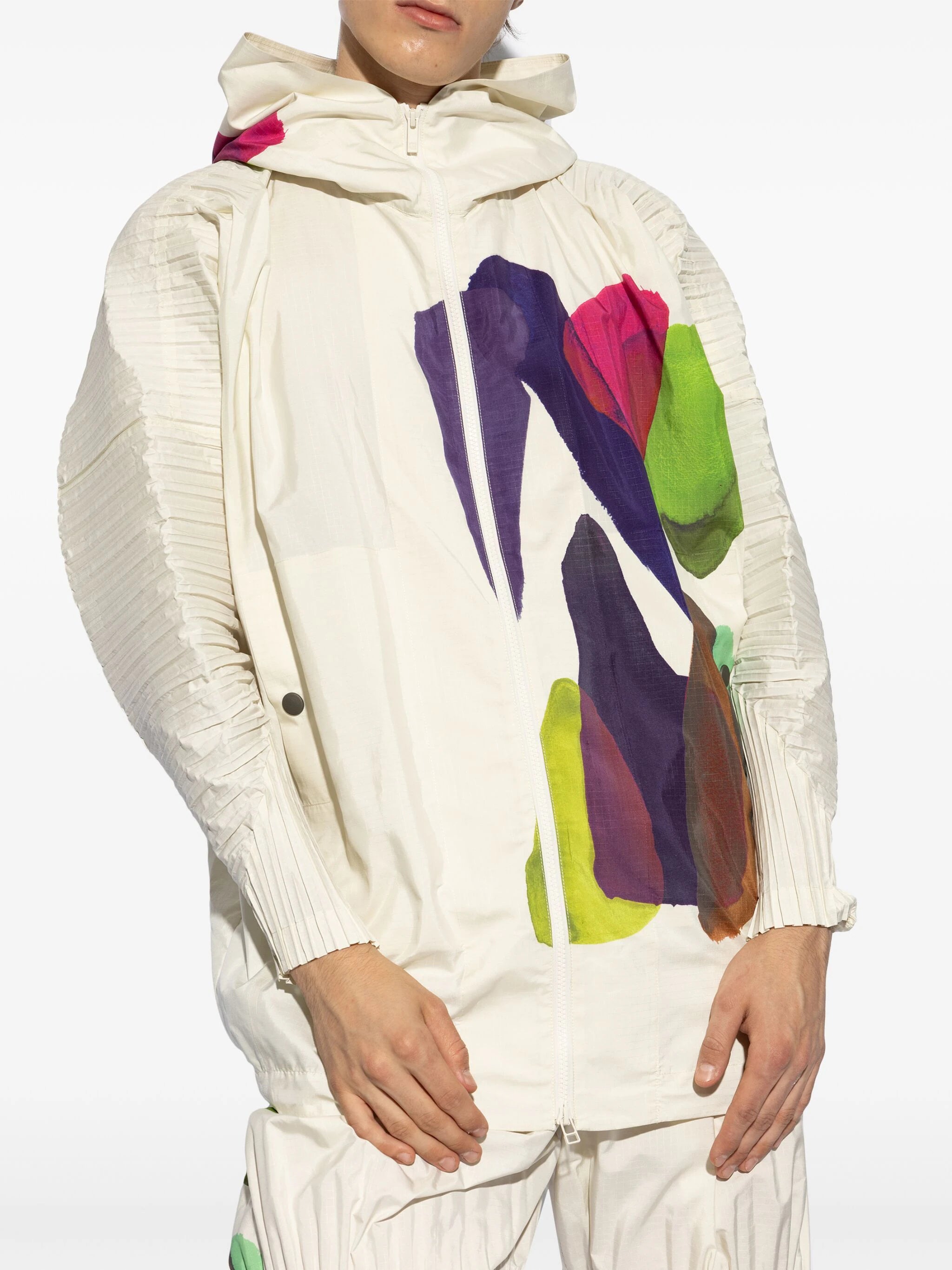 Issey Miyake Homme Plisse - Cascade Picturesque Blouson Jacket in Ivory