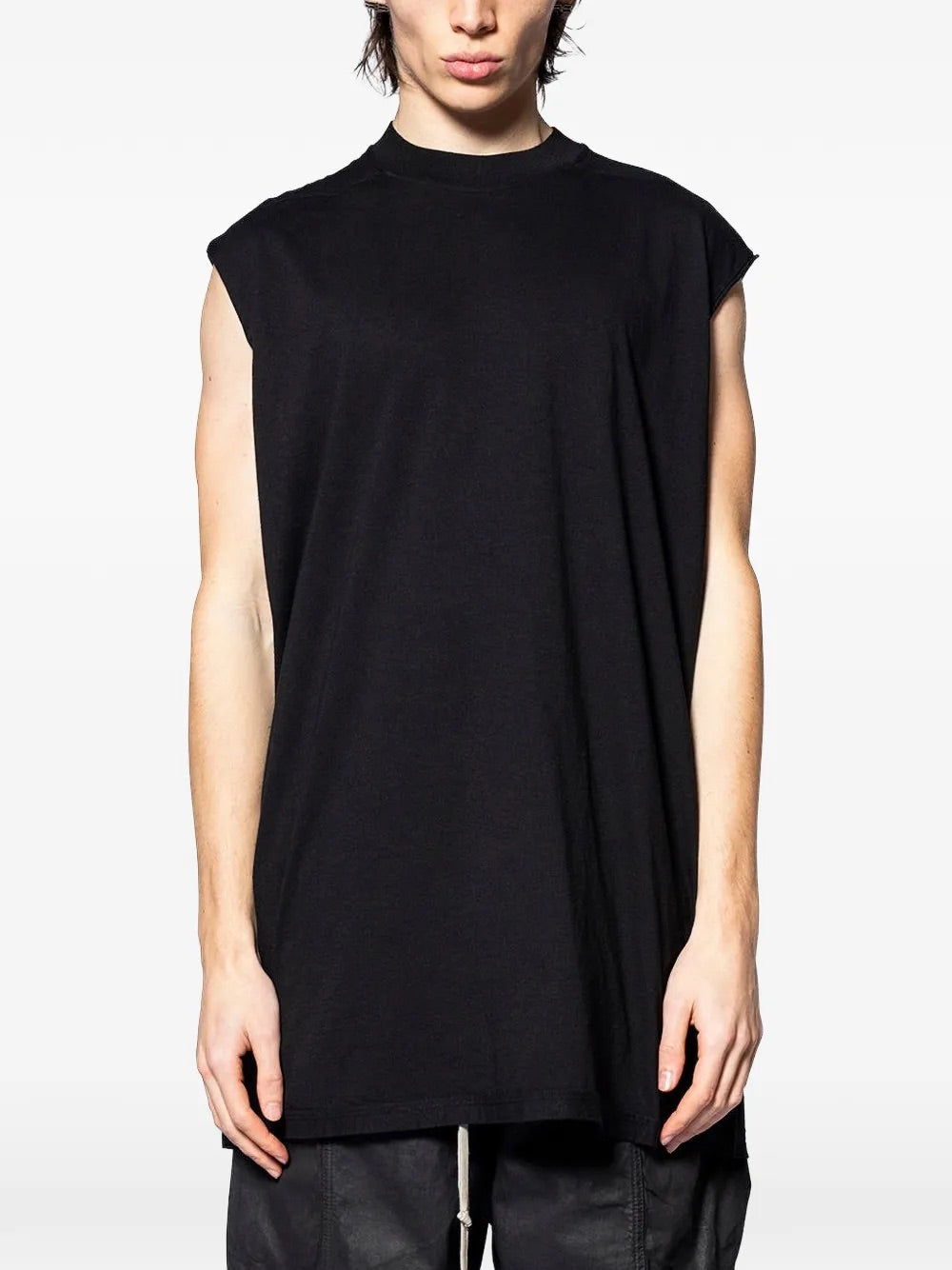 Rick Owens DRKSHDW tarp T-shirt black front view sleeveless