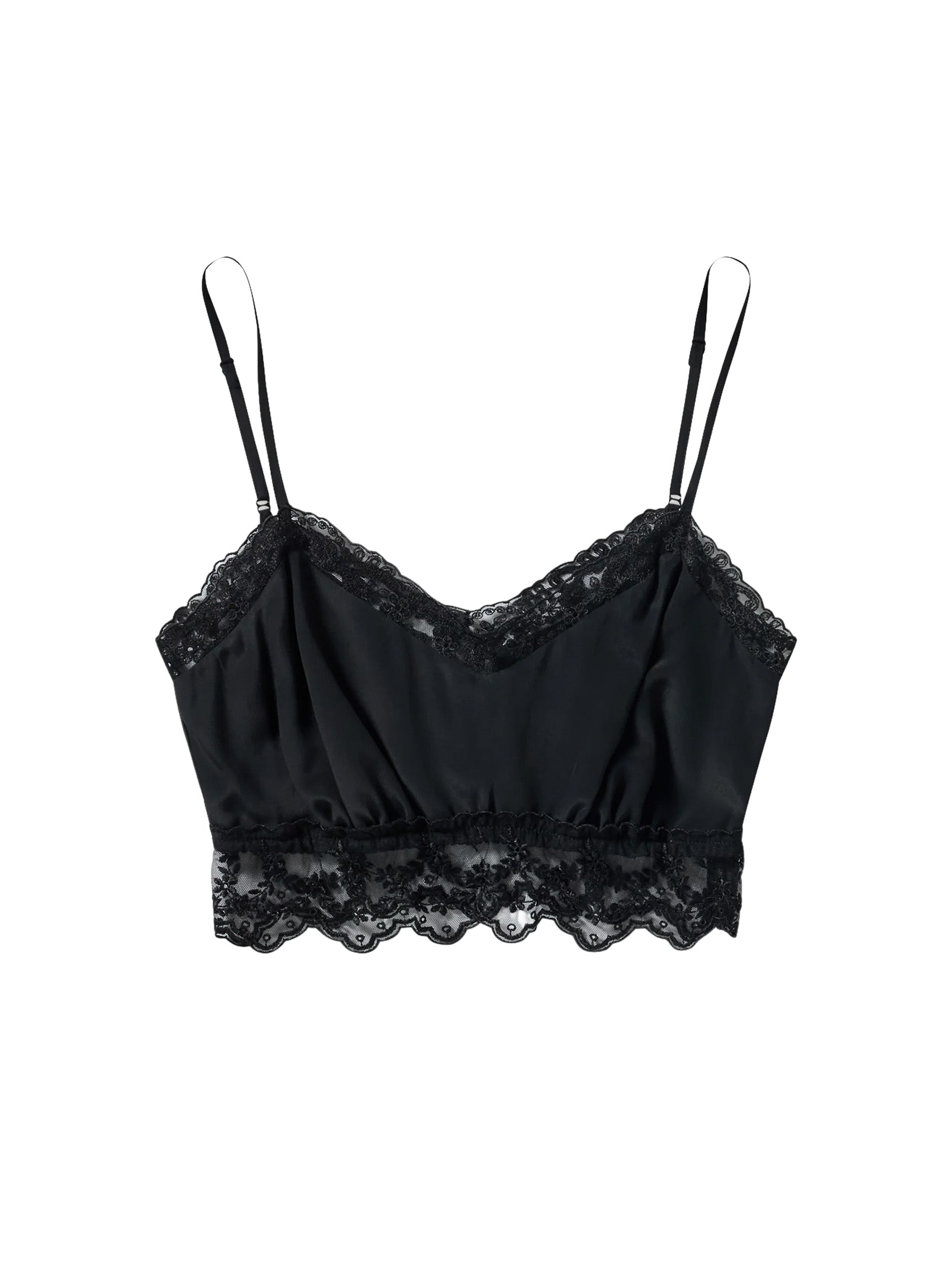Simone Rocha Lace Trim Negligee Bralette in Black with floral lace trim