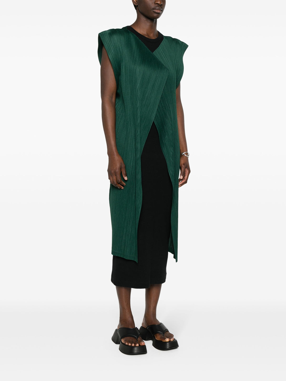 Pleats Please Issey Miyake - MC March Vest in Dark Green