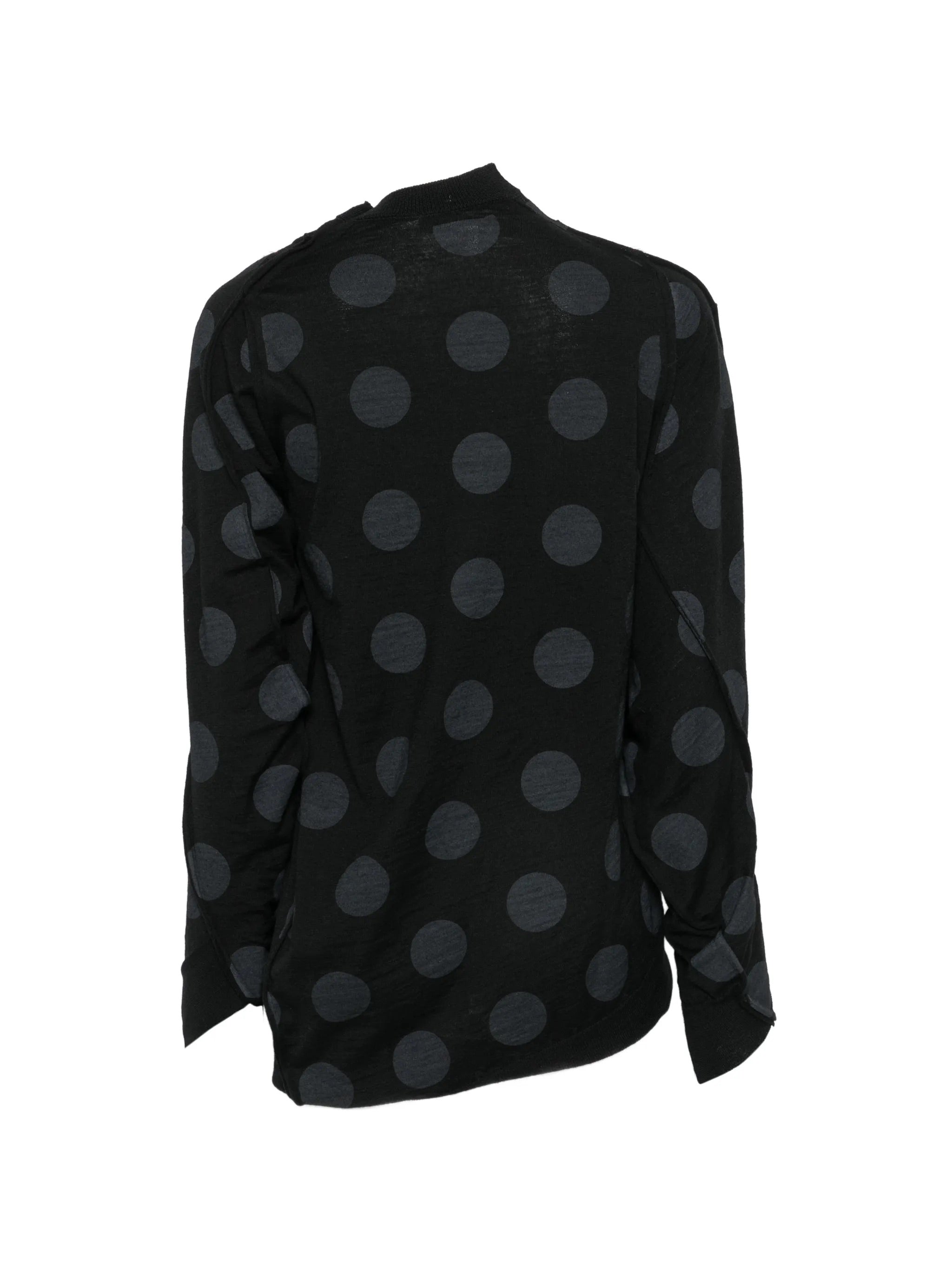Junya Watanabe black wool blouse with tonal polka-dot pattern