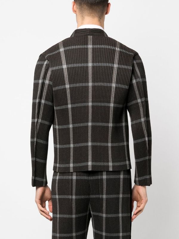 Tweed Pleats Jacket - Black Check-[-Issey Miyake Homme Plisse-4