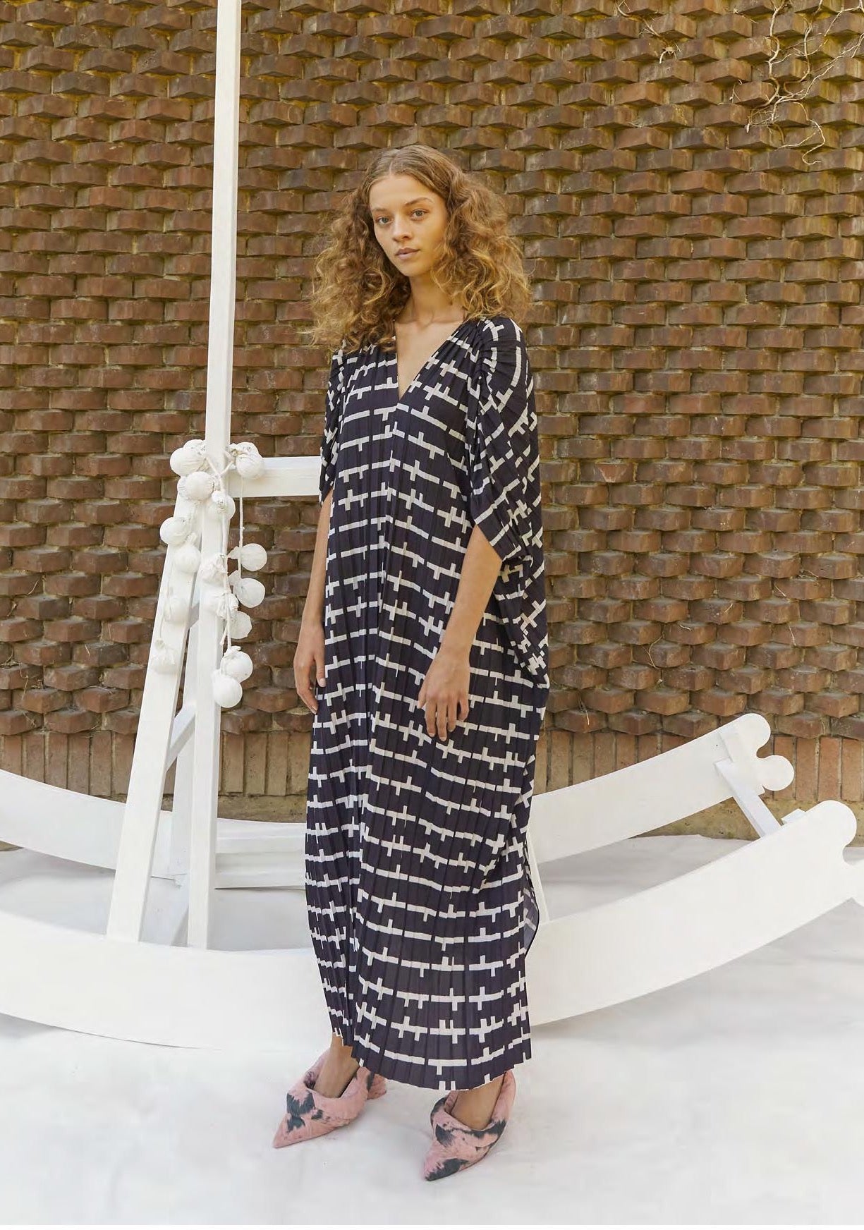Jelly Dress Plissé - Black and White Matches-[-Henrik Vibskov-2
