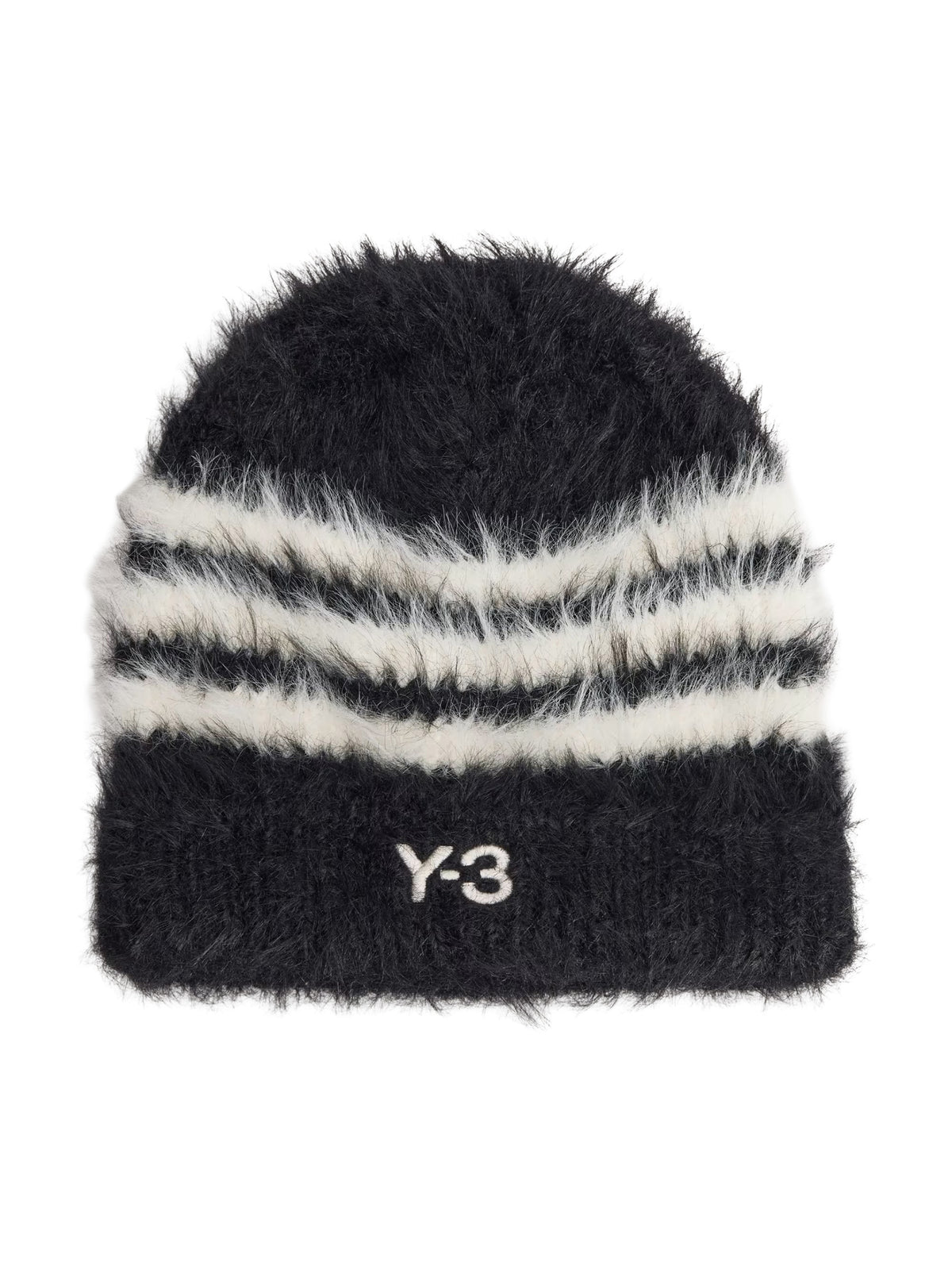 Y-3 3-Stripes Beanie in Black/Core White with embroidered Y-3 logo
