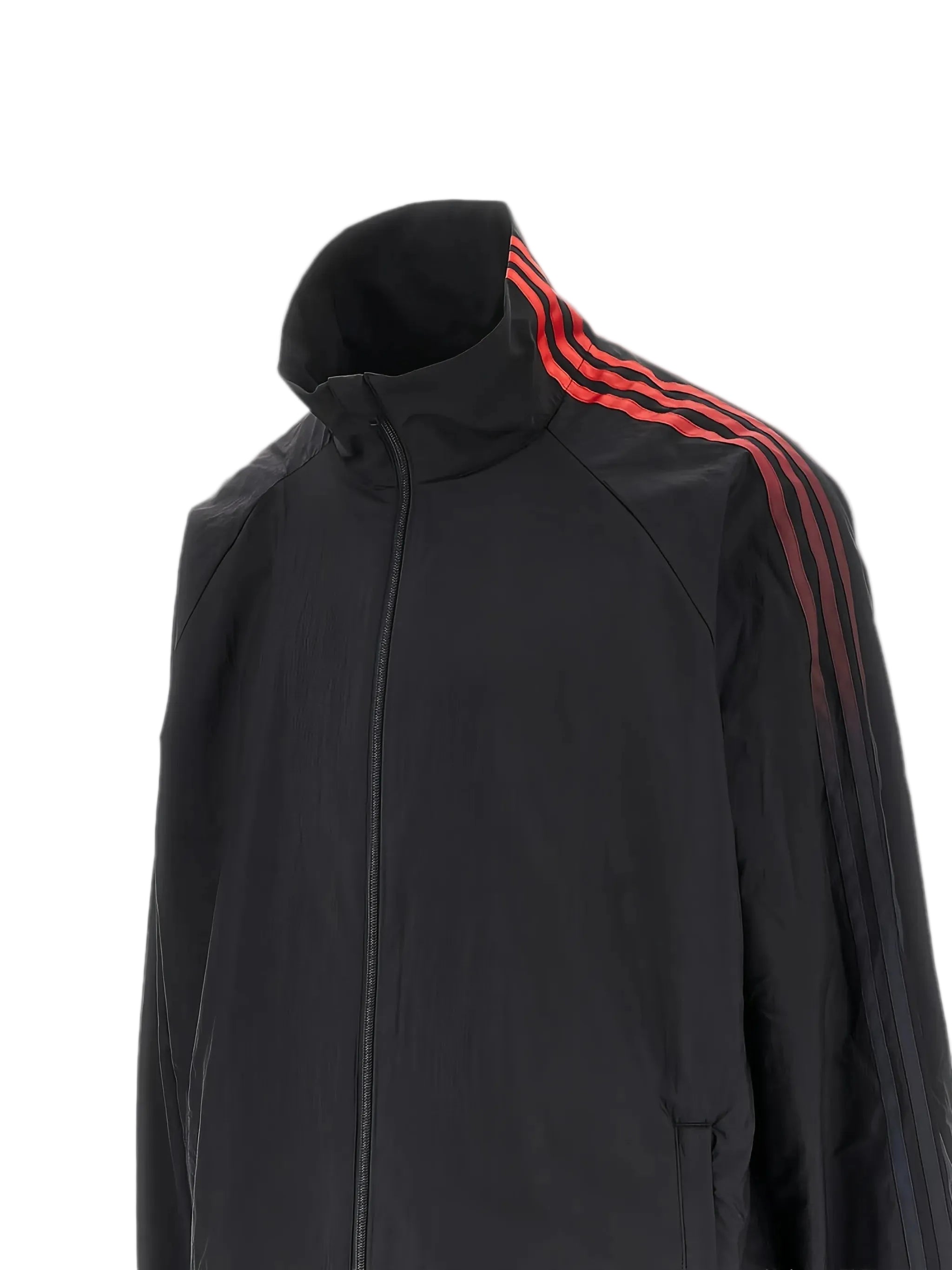  Y-3 3-Stripes Nylon Track Top in Black back view showing Gradient 3-Stripes
