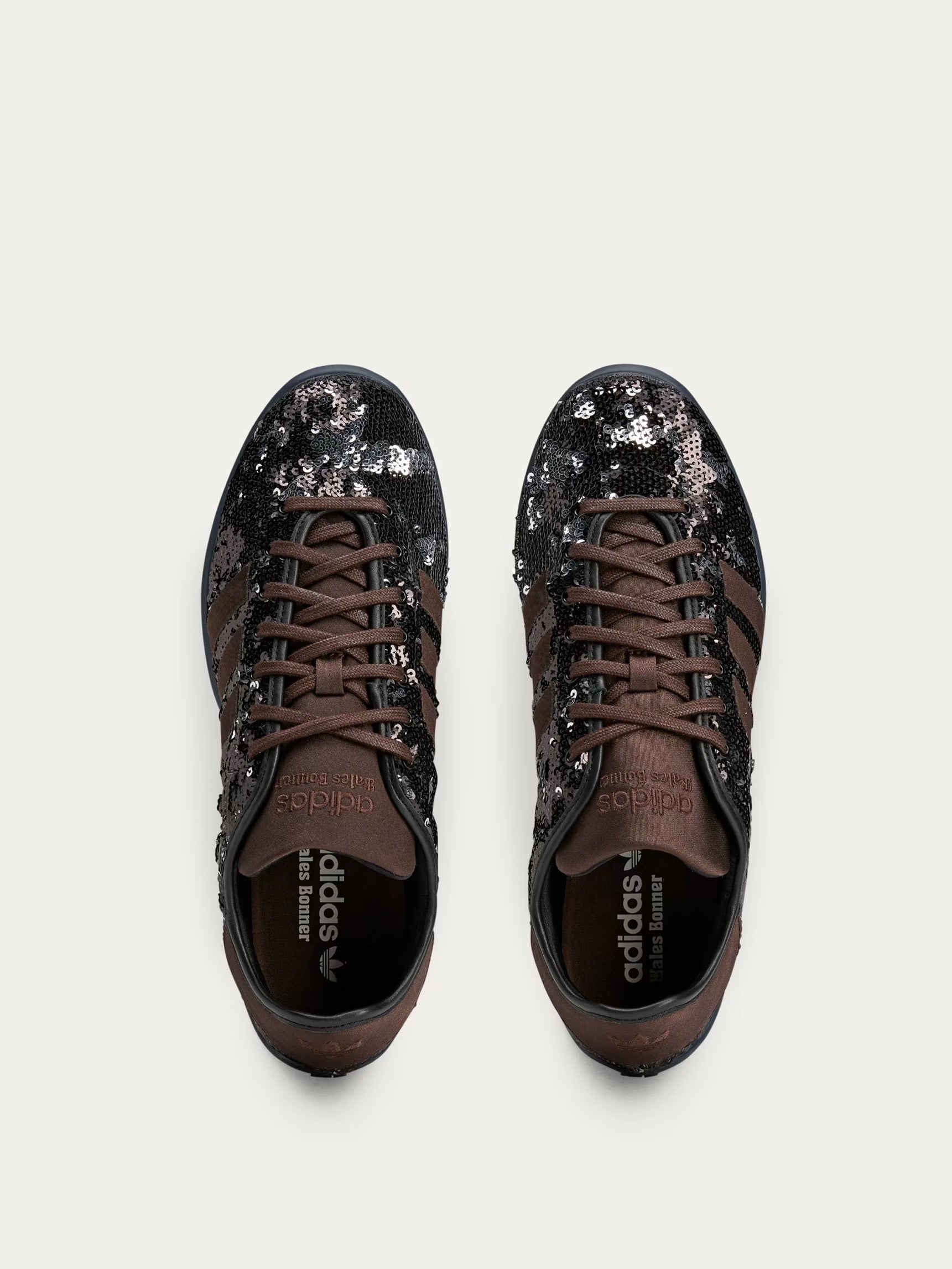 Karintha Sequin Lo Sneakers in Dark Brown from Adidas Originals x Wales Bonner