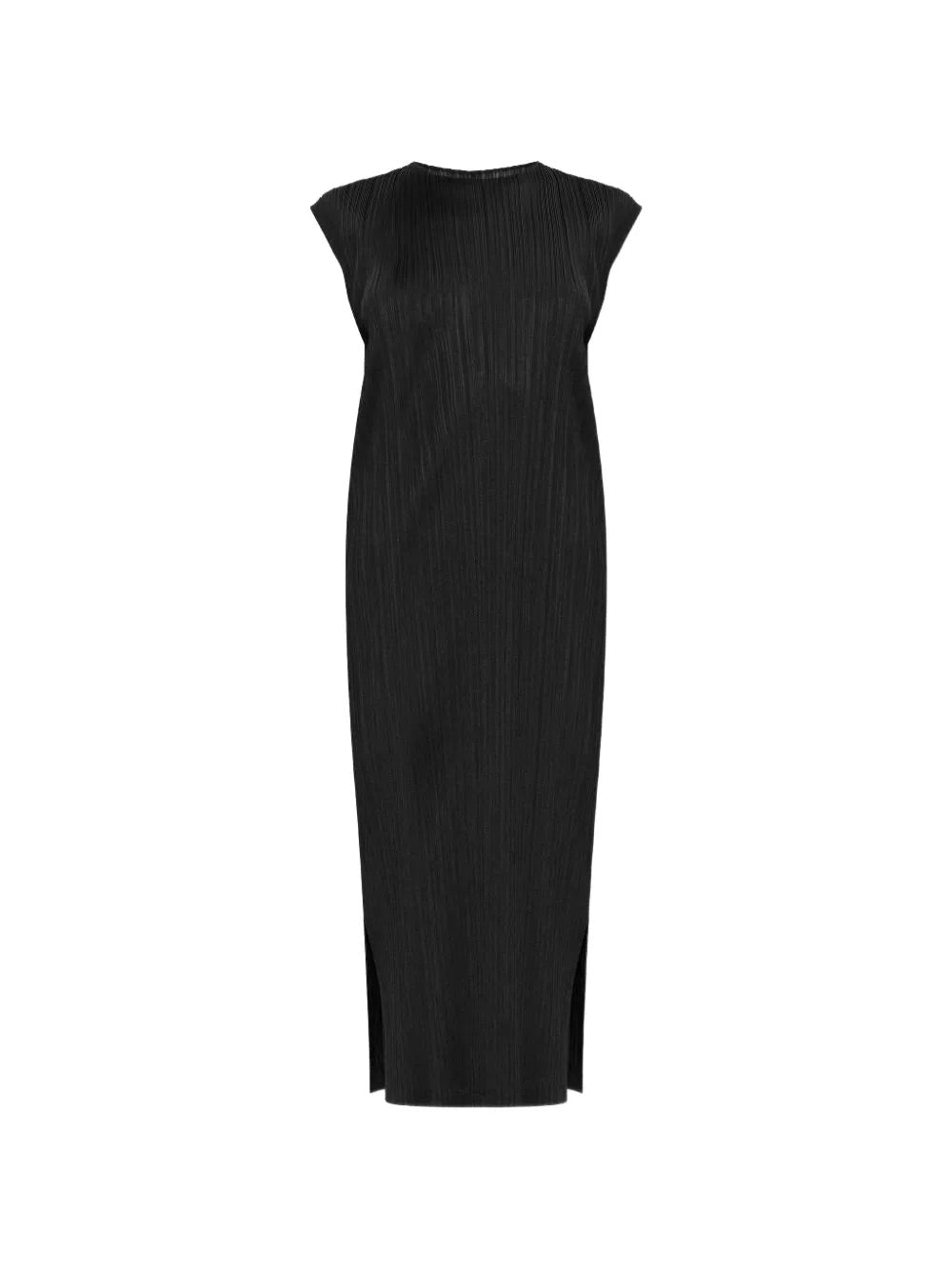 Pleats Please Issey Miyake April SS26 Swing Solid Dress in Black front view
