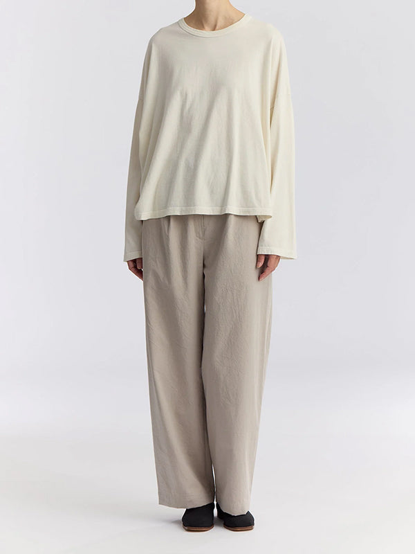 Black Crane - Loose Longsleeve Tee in Ivory