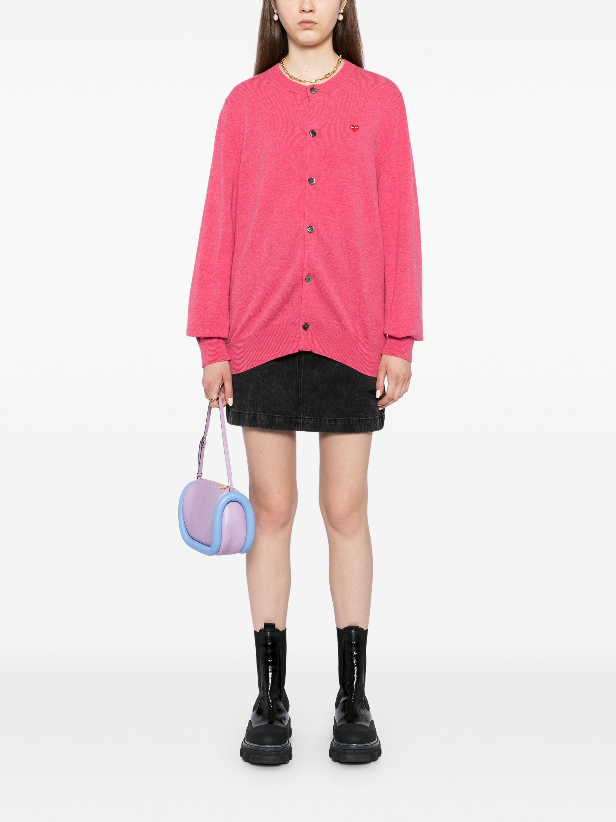 Unisex Cardigan Red Heart in Pink from Comme des Garçons Play