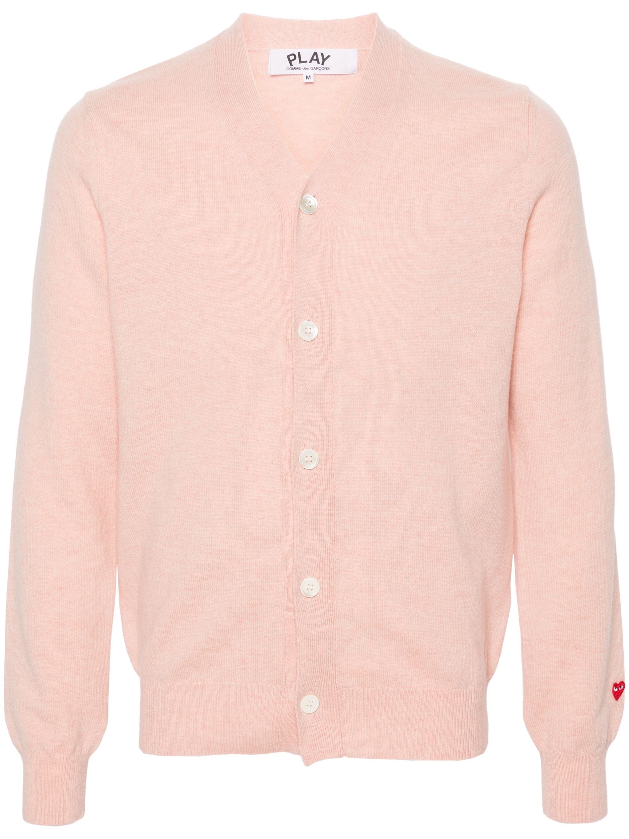 Unisex Knit Cardigan in Light Pink from Comme des Garçons Play