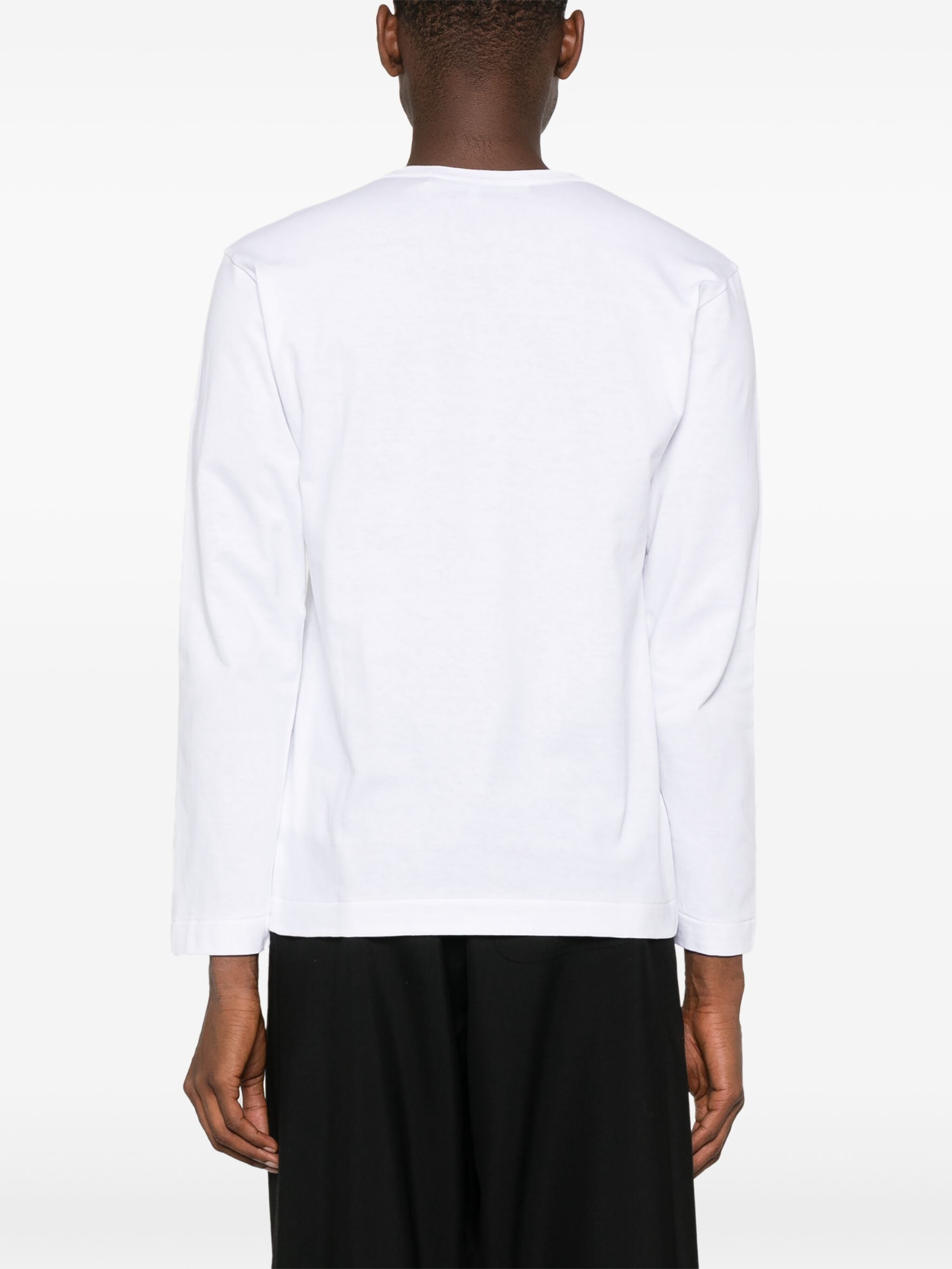 Unisex Long Sleeve Tee Red Heart in White from Comme des Garçons Play