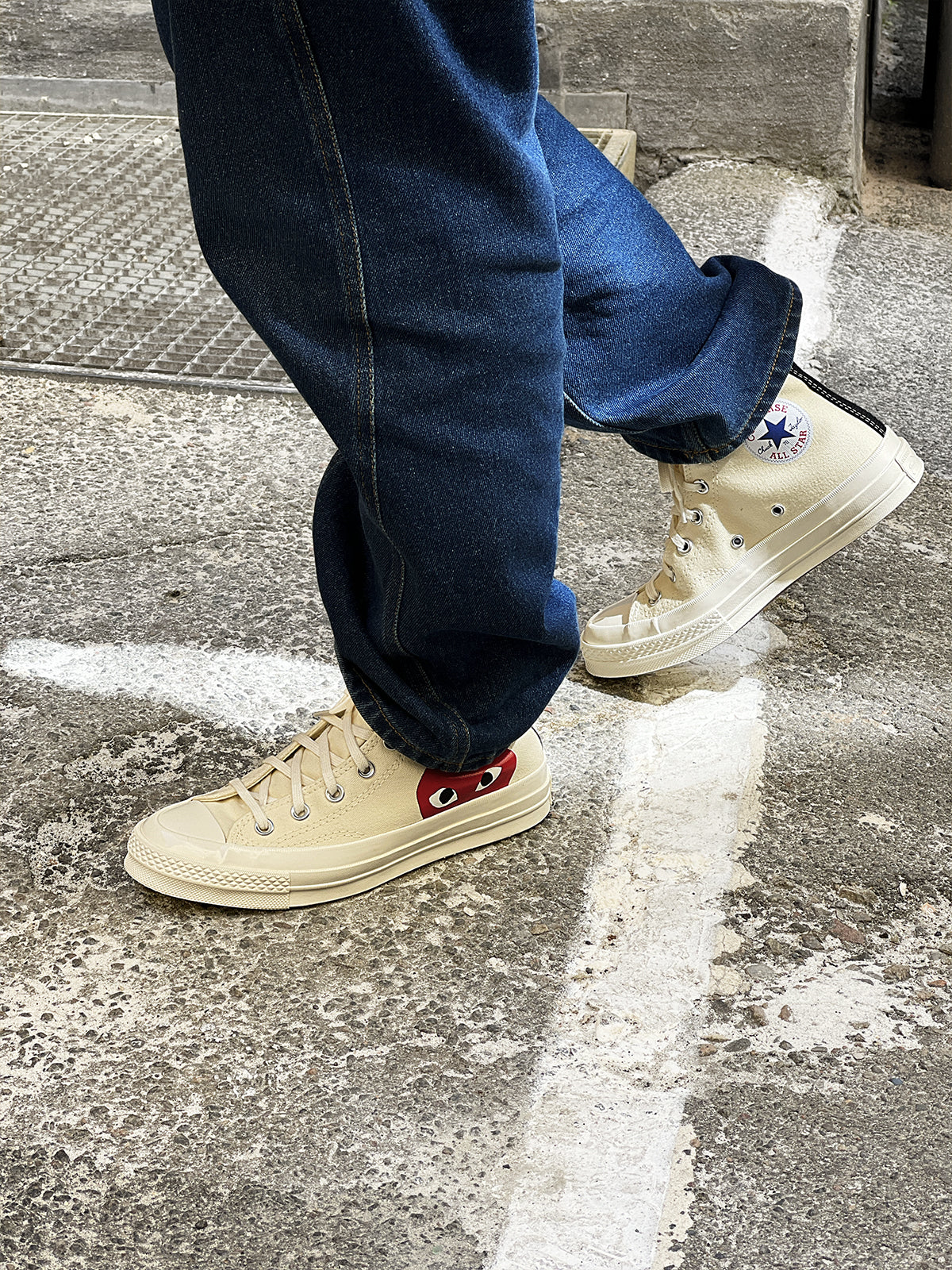 Converse High 'Chuck Taylor' Sneakers - White-[-Comme des Garçons Play-2