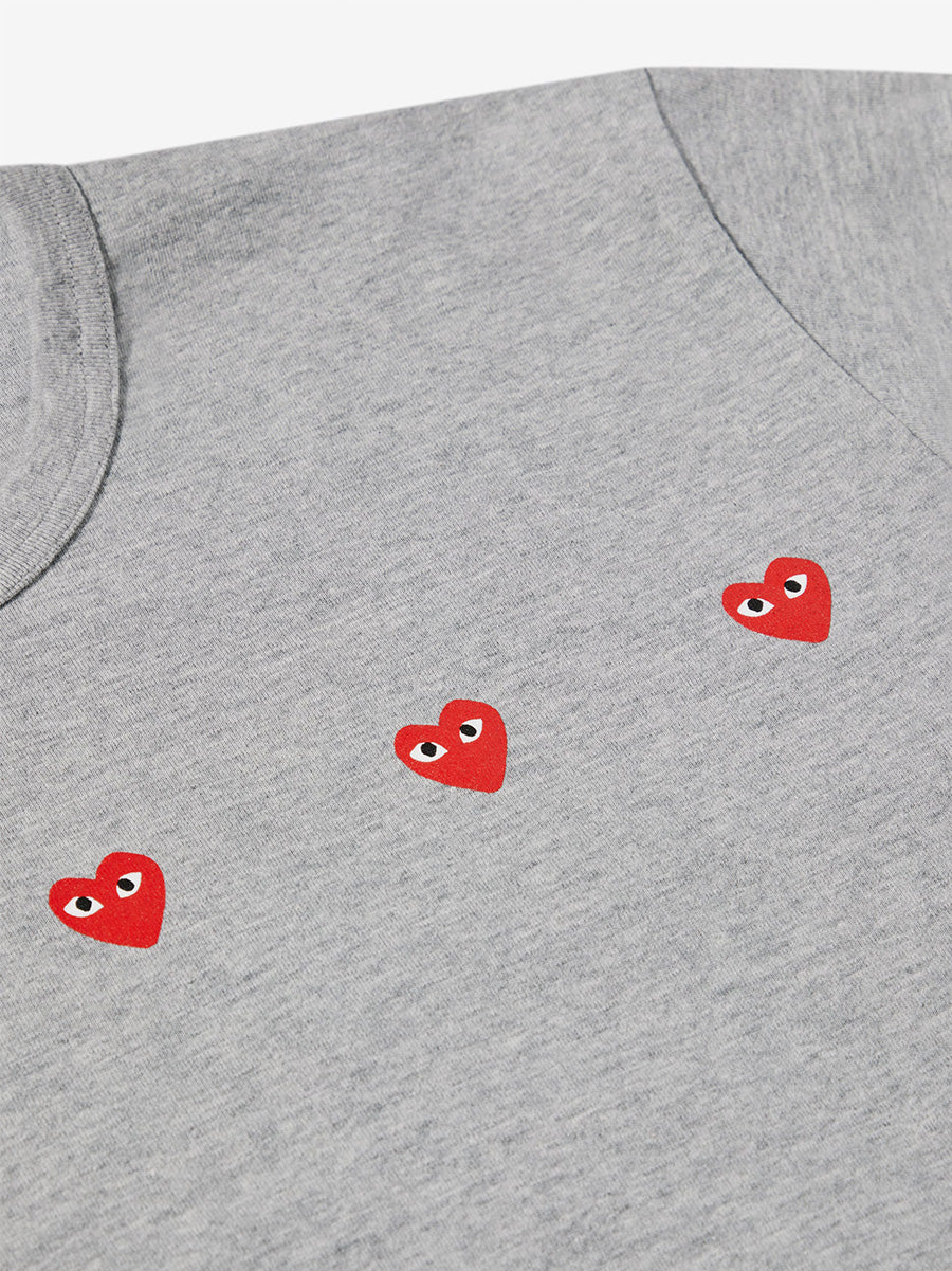 CDG Play - 3 heart short sleeve t-shirt in grey - 2
