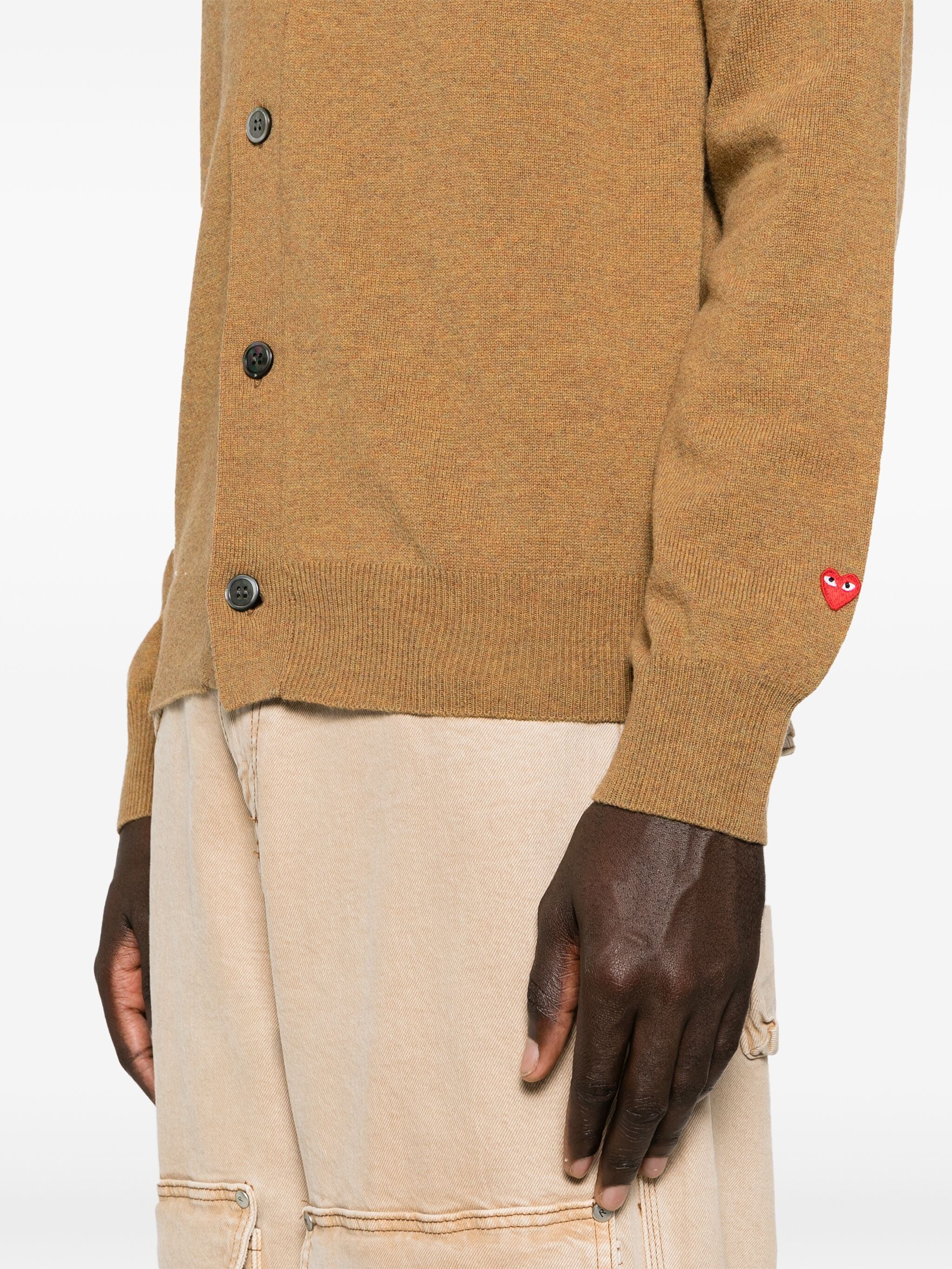 Unisex Knit Cardigan in Camel from Comme des Garçons Play