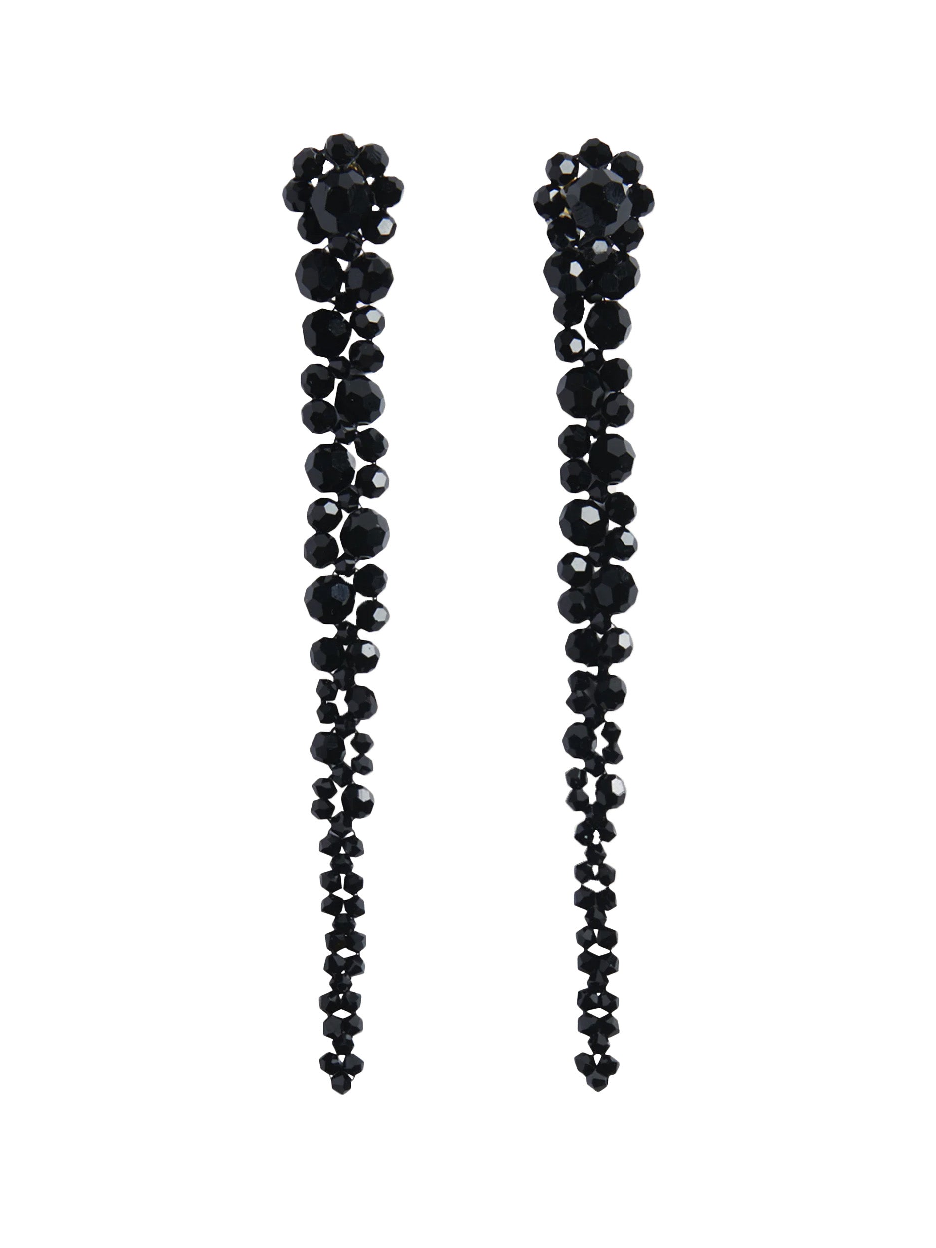 Simone Rocha Drip Earrings in Jet with cascading crystal beading
