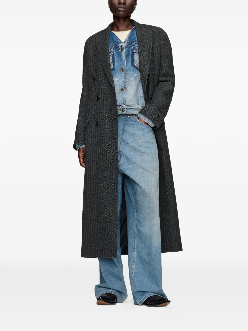 Maison Margiela Foldable Collar Denim Jacket styled on model