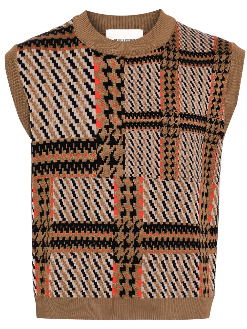 Henrik Vibskov - Dusk knitted vest in orange mixed checks