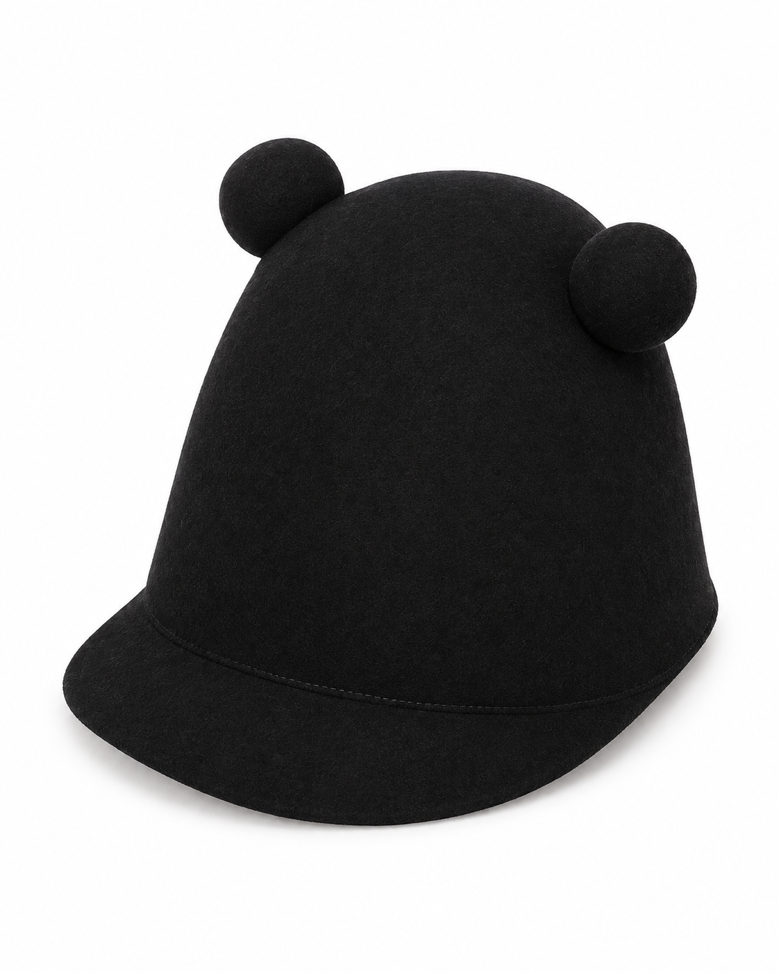 Tall black felt hat with two circular details from Henrik Vibskov