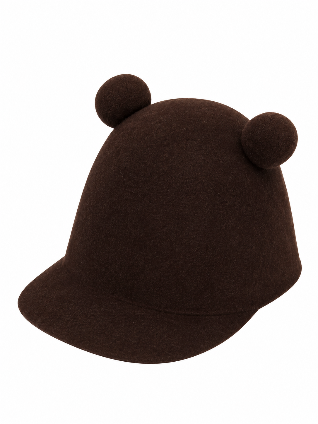 Tall brown felt hat with two circular details from Henrik Vibskov