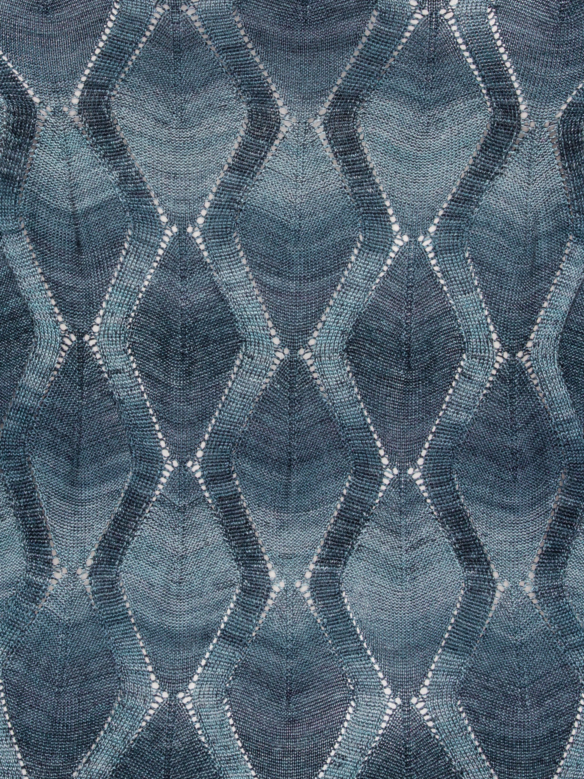 Close-up of blue pattern and ribbed hem detail on the Resonance Top in Navy Flame sleeveless viscose top – Henrik Vibskov Spring/Summer 2026 Key Collection