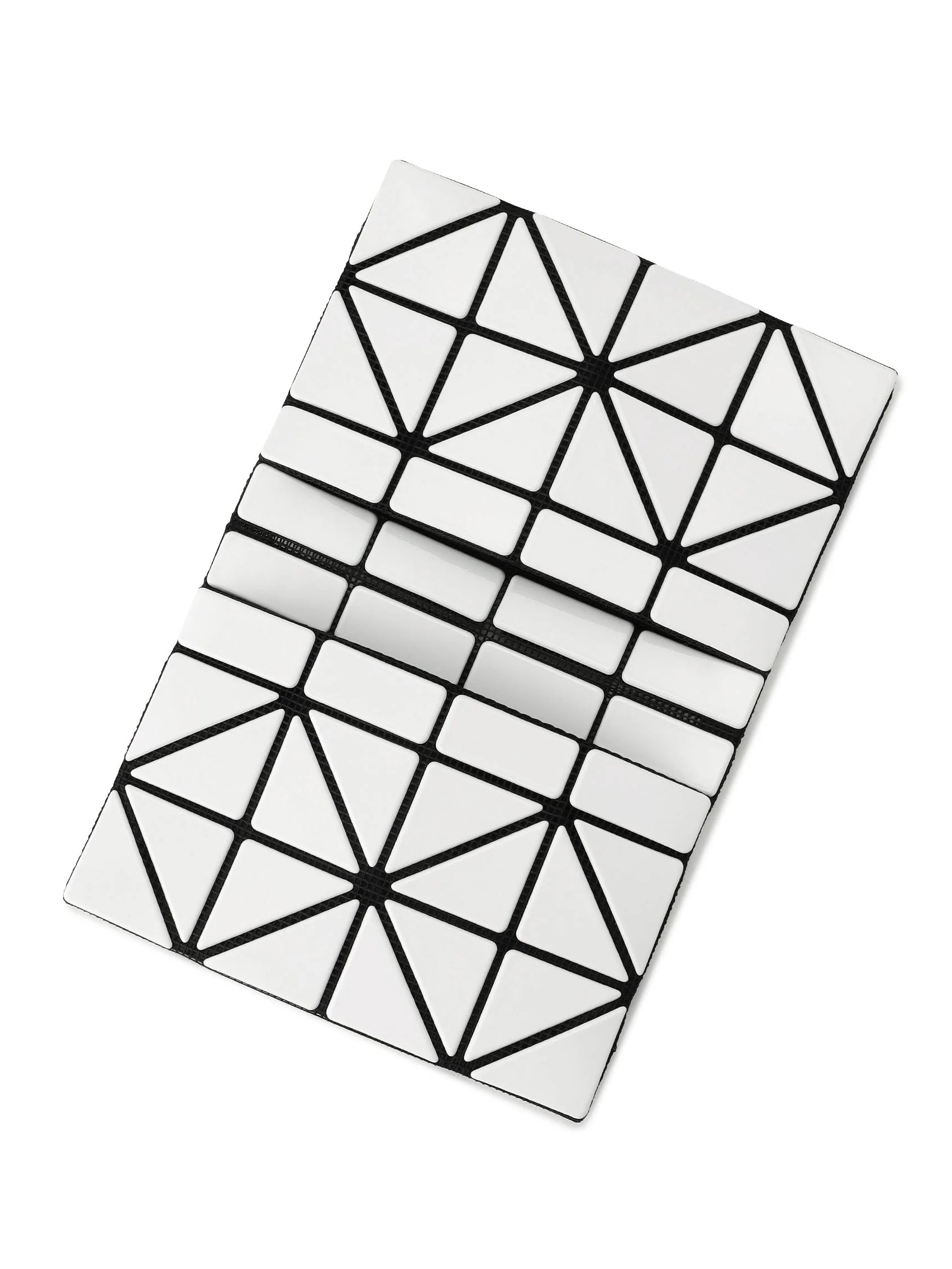 Bao Bao Issey Miyake August AW26 Card Case in White, open view showing bi-fold interior and two card pockets