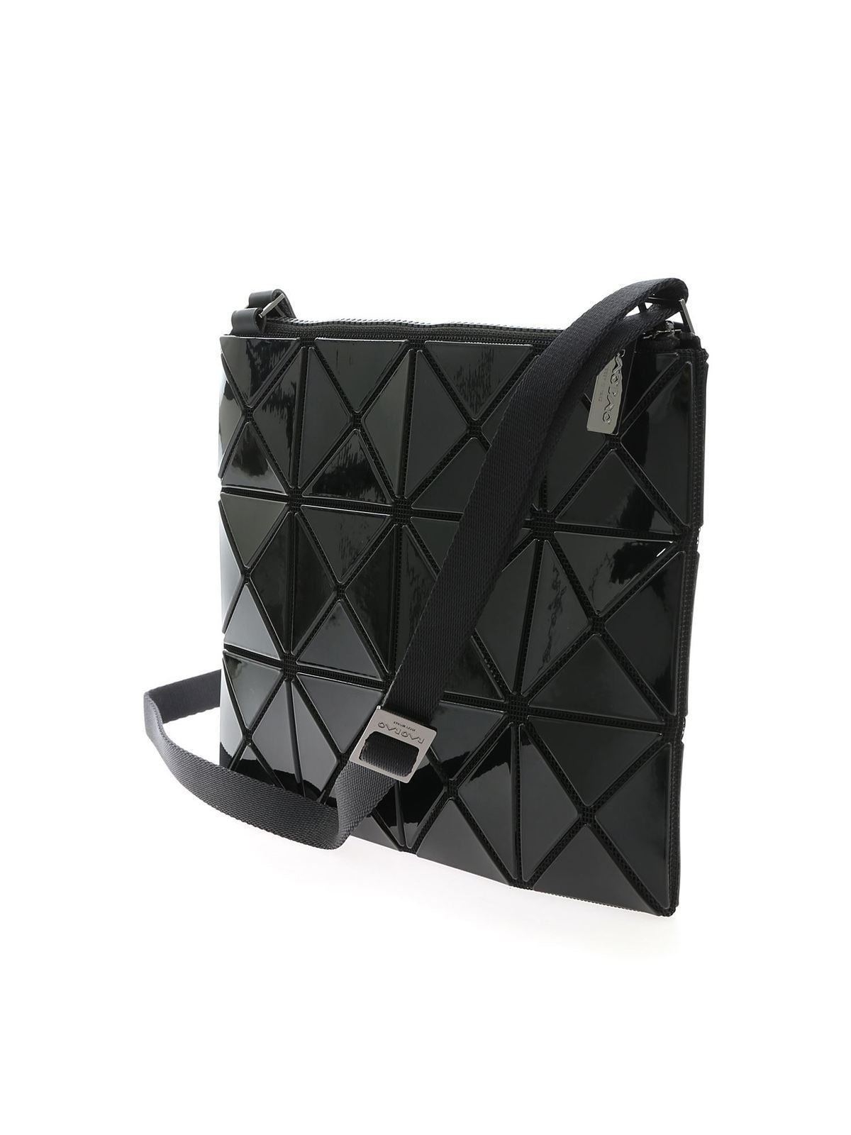 Bao Bao Issey Miyake August AW26 Lucent Shoulder Bag 3x4 in Black, angled view showing triangular panel construction and strap detail