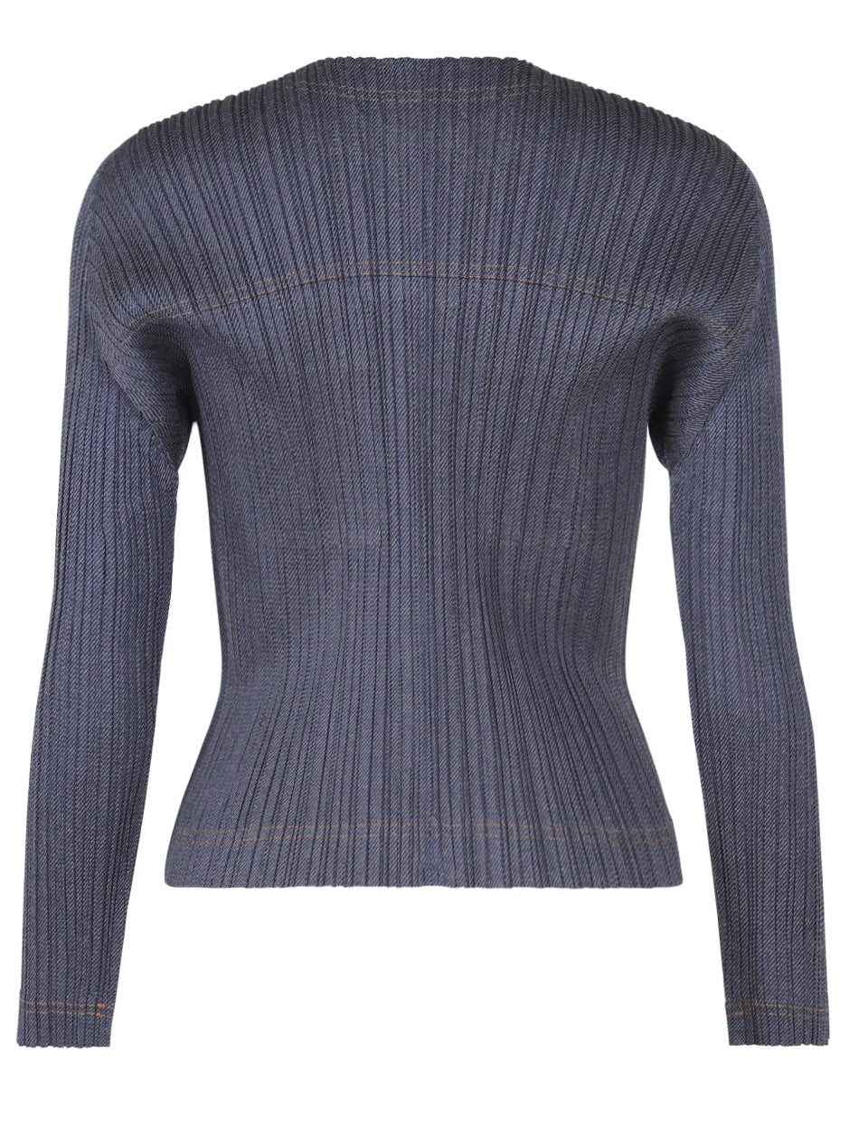 Cotton Denim Blouson in Blue from Pleats Please Issey Miyake