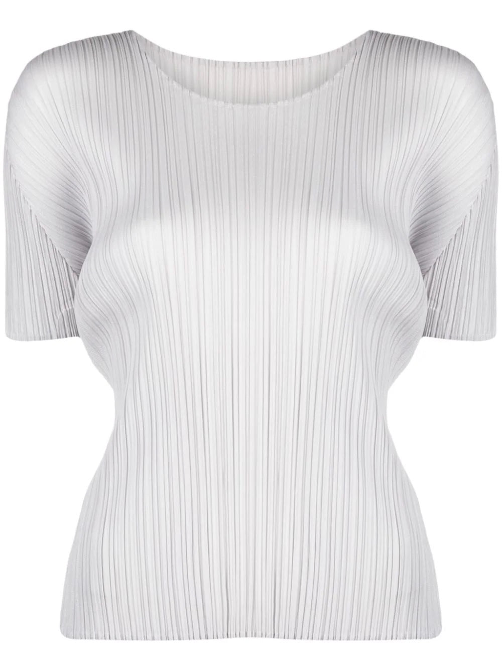 Issey Miyake Pleats Please - short sleeve top in light grey - 1