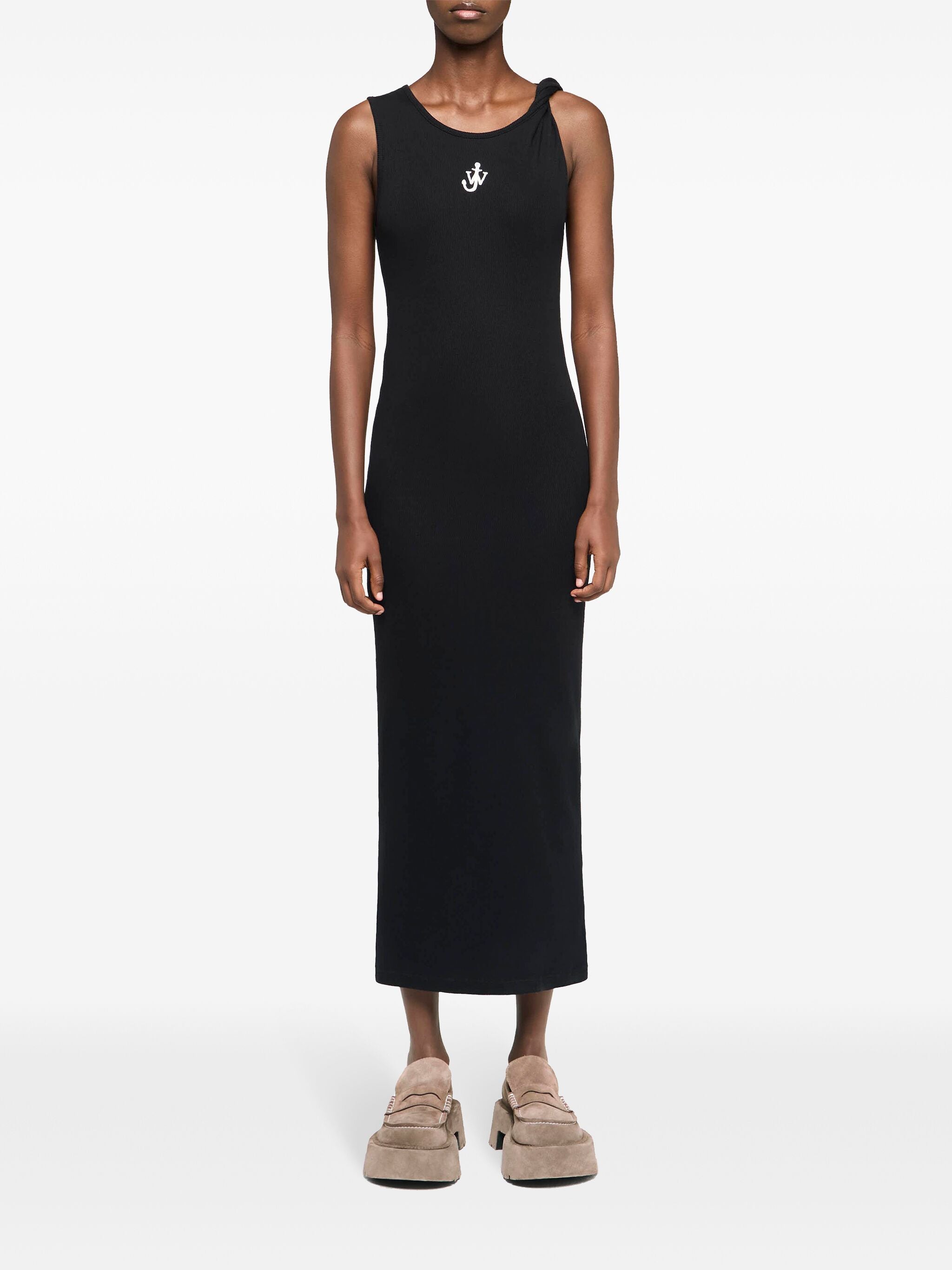 Anchor Embroidery Twisted Strap Dress in Black from JW Anderson