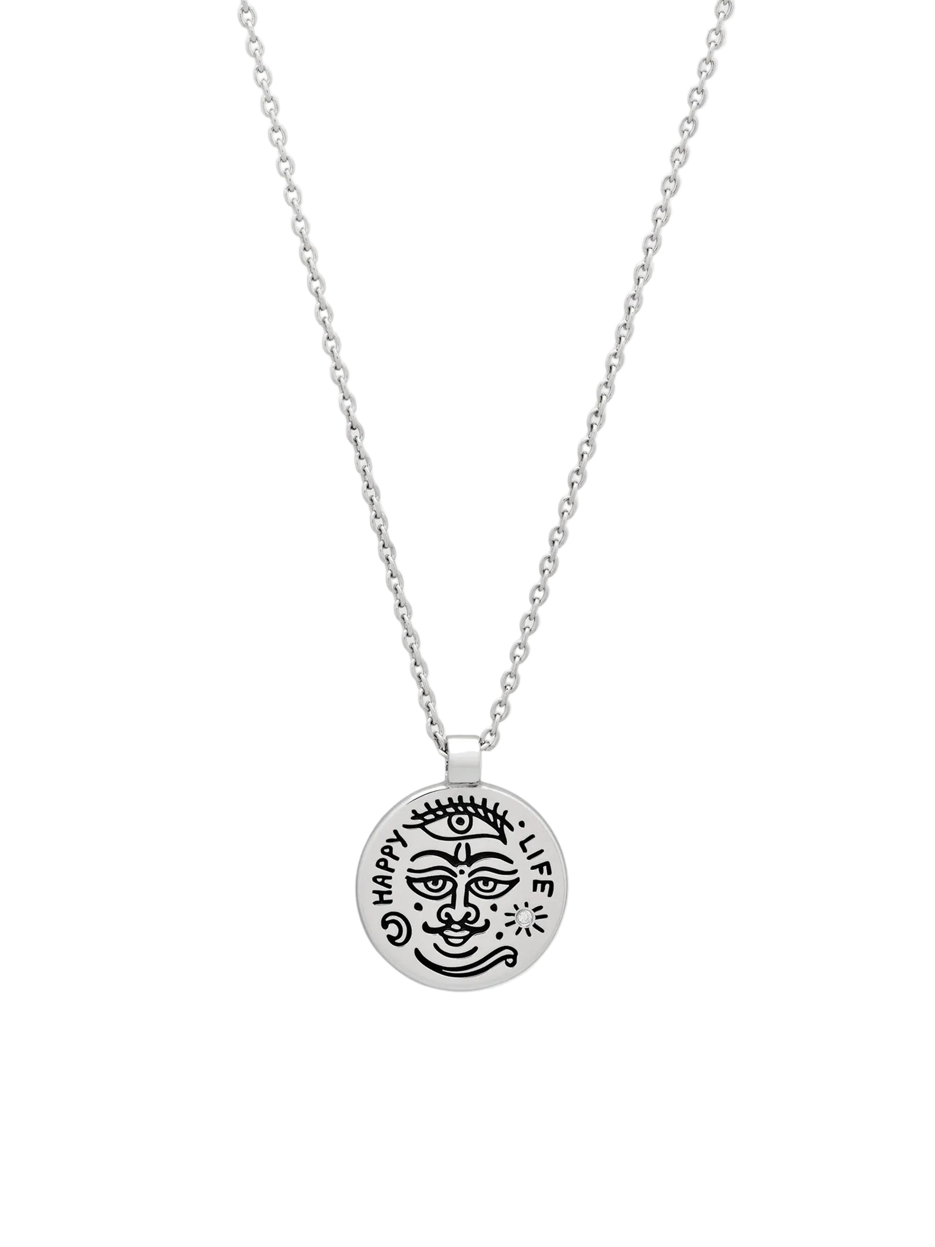 Tom Wood Love In Babylon Pendant in sterling silver with engraved double-sided pendant
