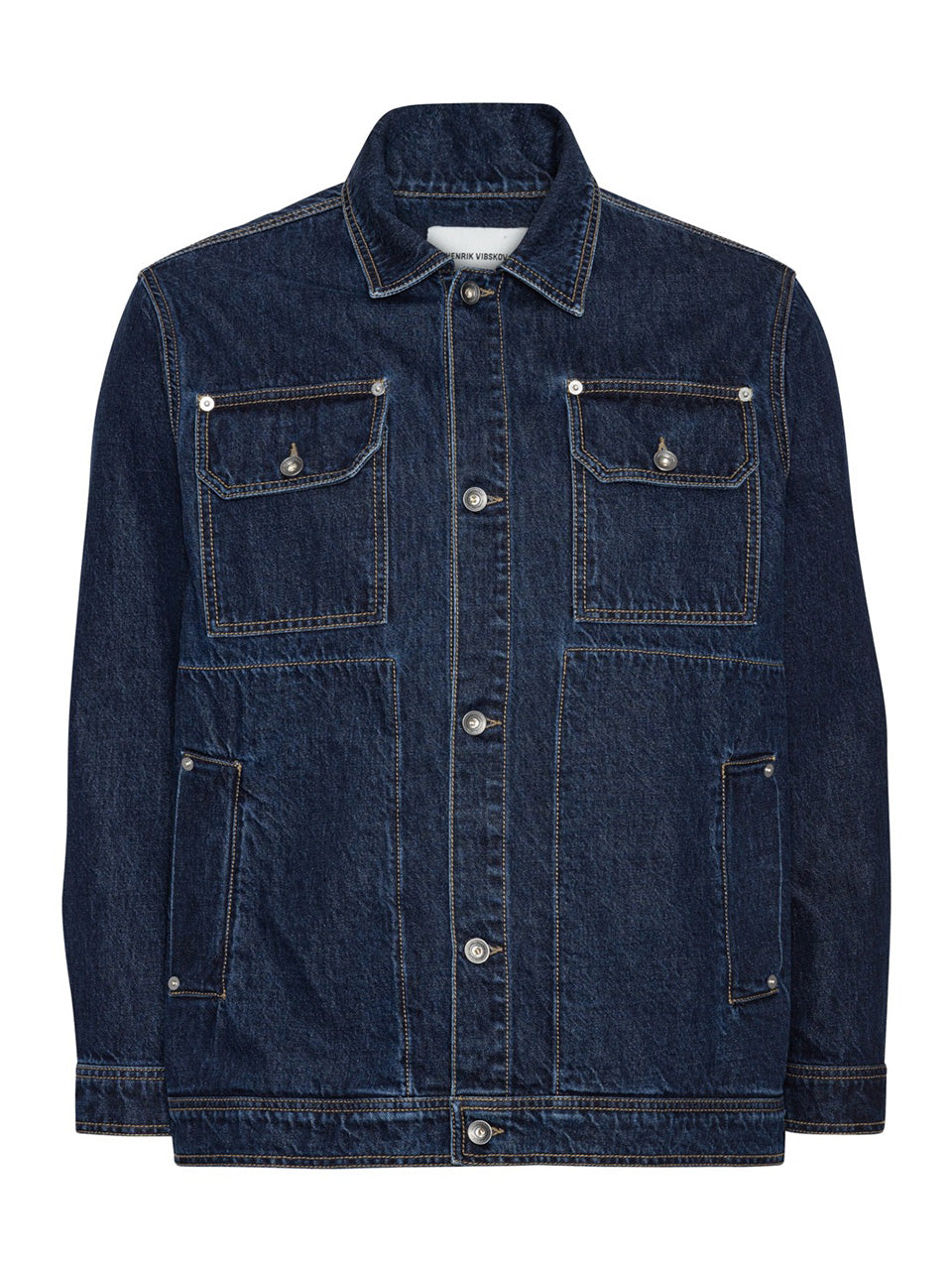 Henrik Vibskov Mads Jacket in Rinse Denim product front view
