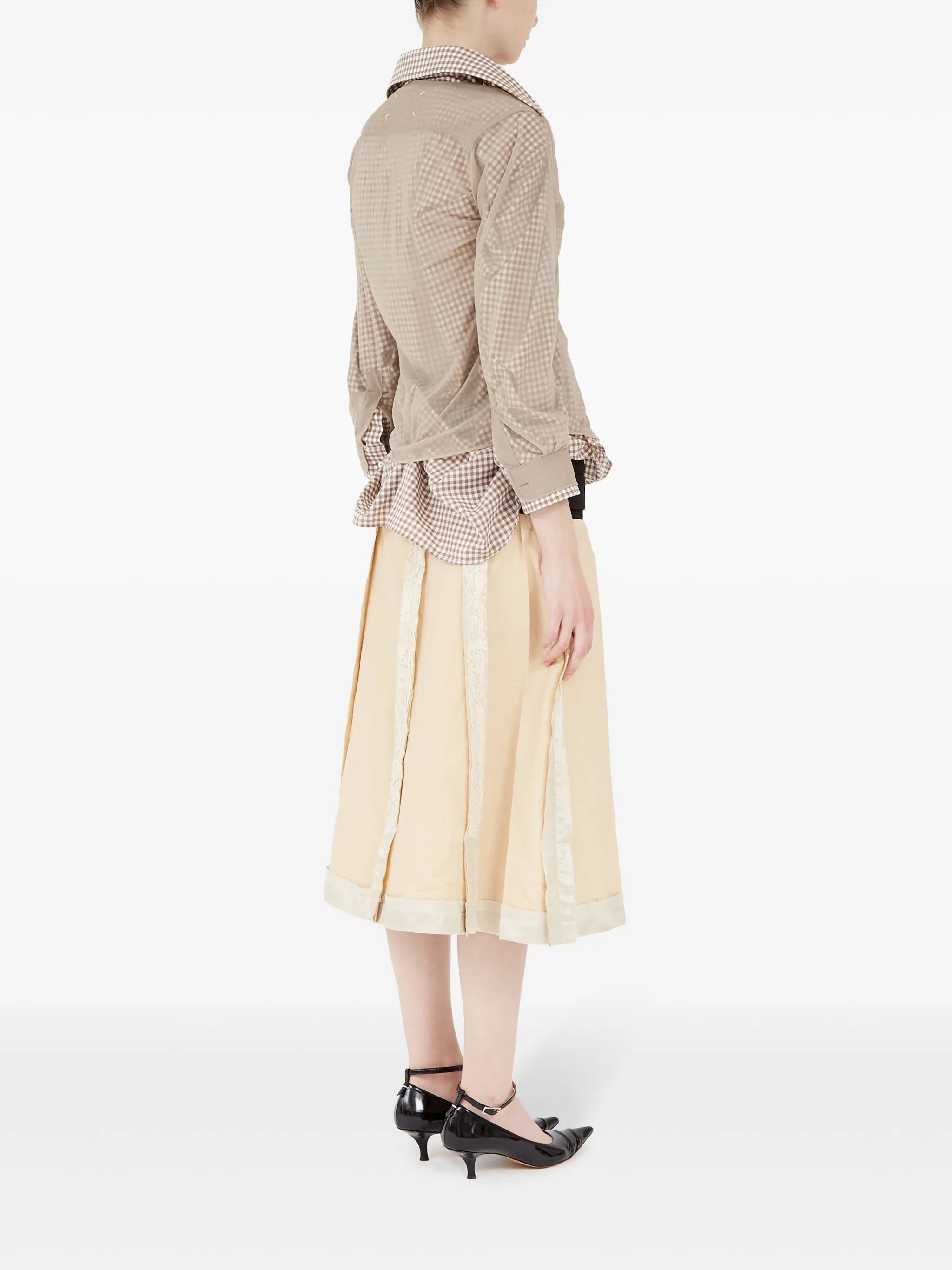 Double Layer Long Sleeve Shirt in Camel/Tan/White from Maison Margiela