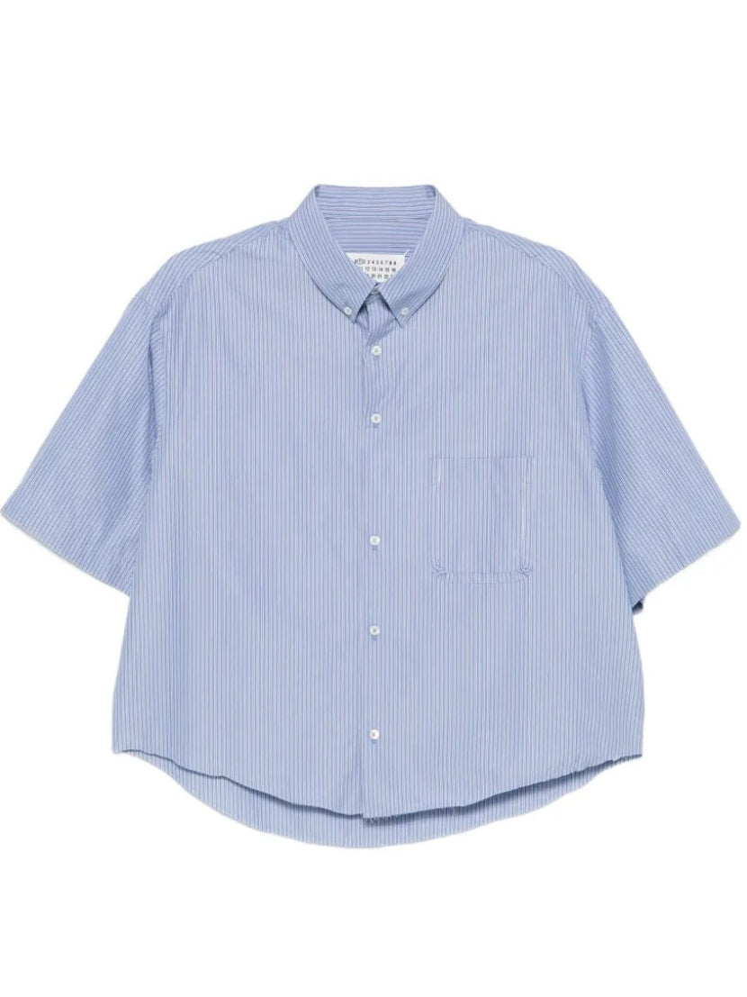 Short-Sleeved Shirt - Blue/Khaki Stripe