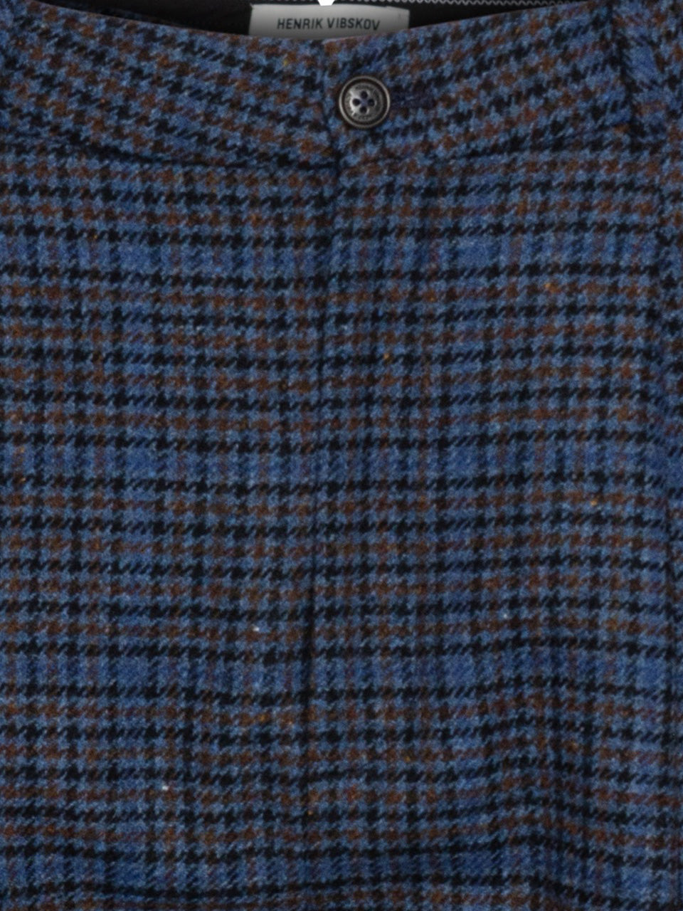 Henrik Vibskov One Pants in Blue Wool Checks fabric detail view
