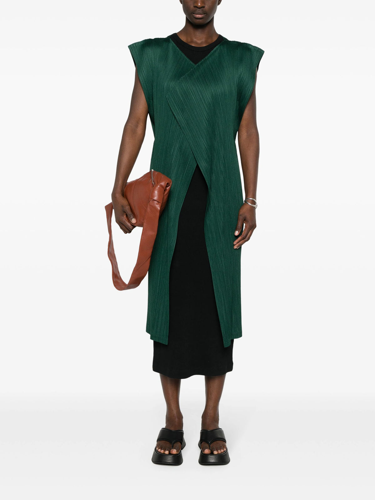 Pleats Please Issey Miyake - MC March Vest in Dark Green