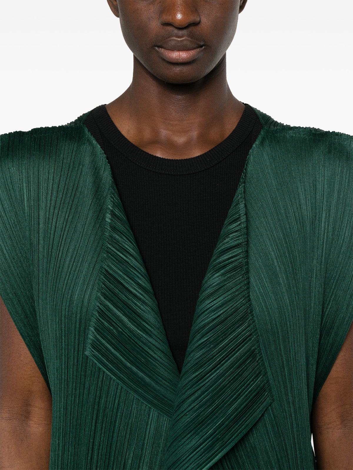 Pleats Please Issey Miyake - MC March Vest in Dark Green