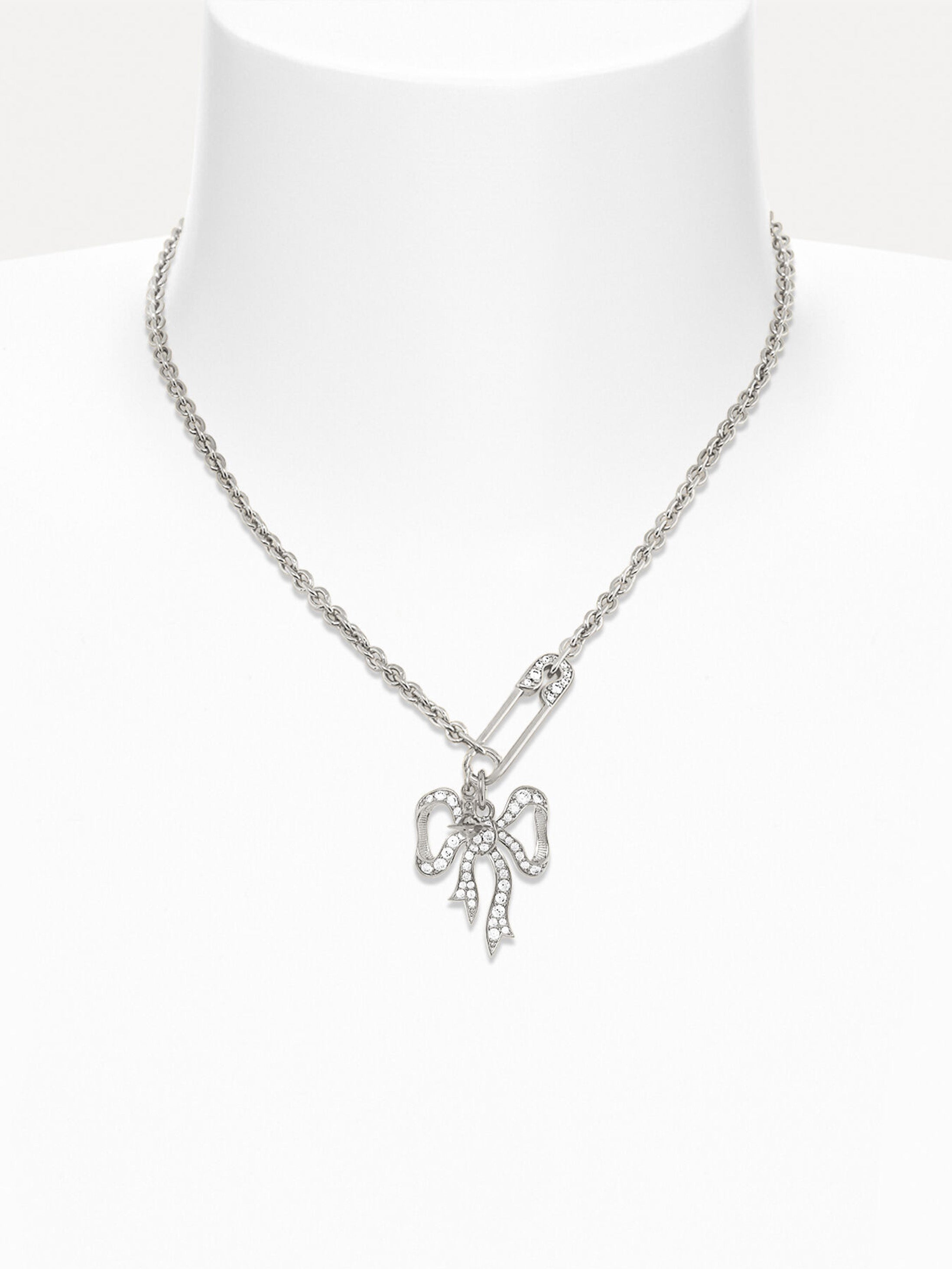 Lilith Pendant – Platinum – White Cubic Zirconia-[-Vivienne Westwood-2