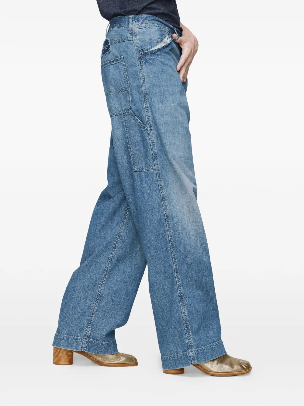Maison Margiela Blue Washed Jeans - back view showing patch pocket