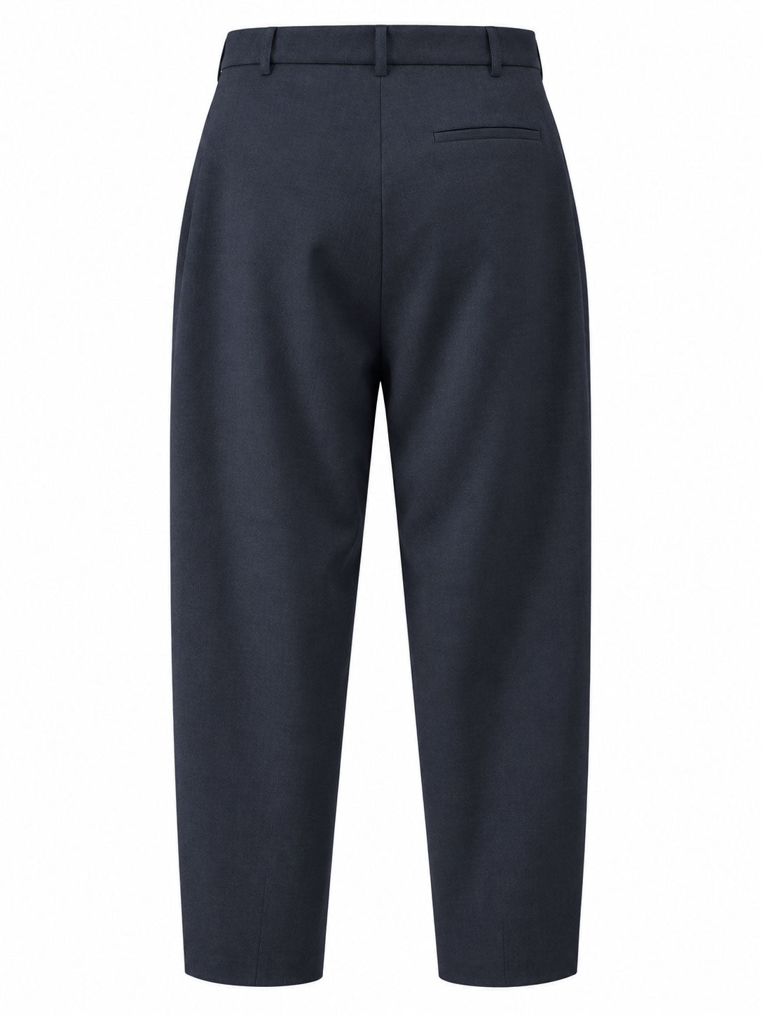 1. Henrik Vibskov Claus Suit Pants in Navy, back view with welt pockets