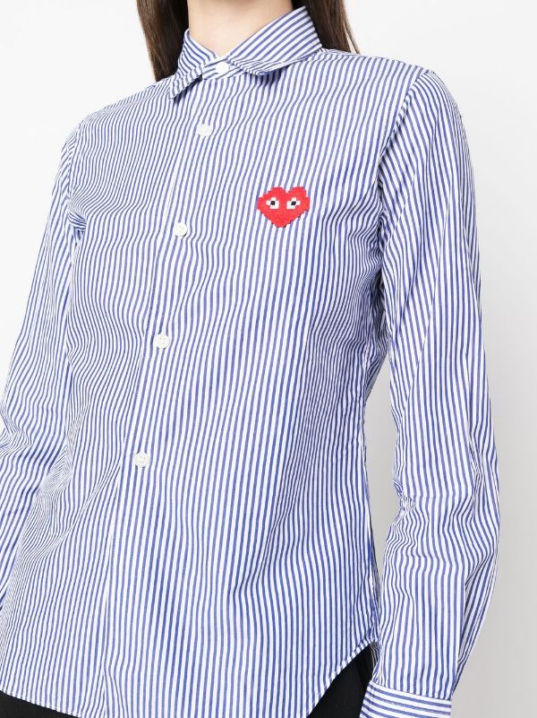 CDG Play x Invader Womens Striped Shirt - Pixelated Heart-[-Comme des Garçons Play-5